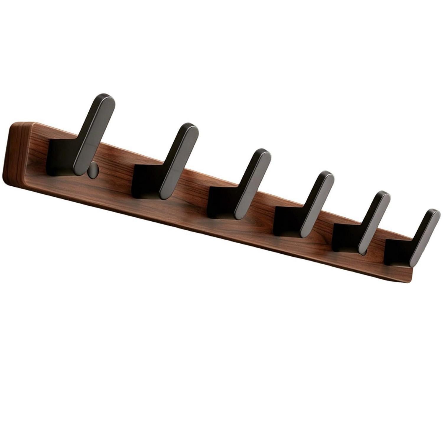 LuxusKollektion Wandgarderobe Garderobenhaken Schwarznussholz 35cm 4 Haken (1 St)