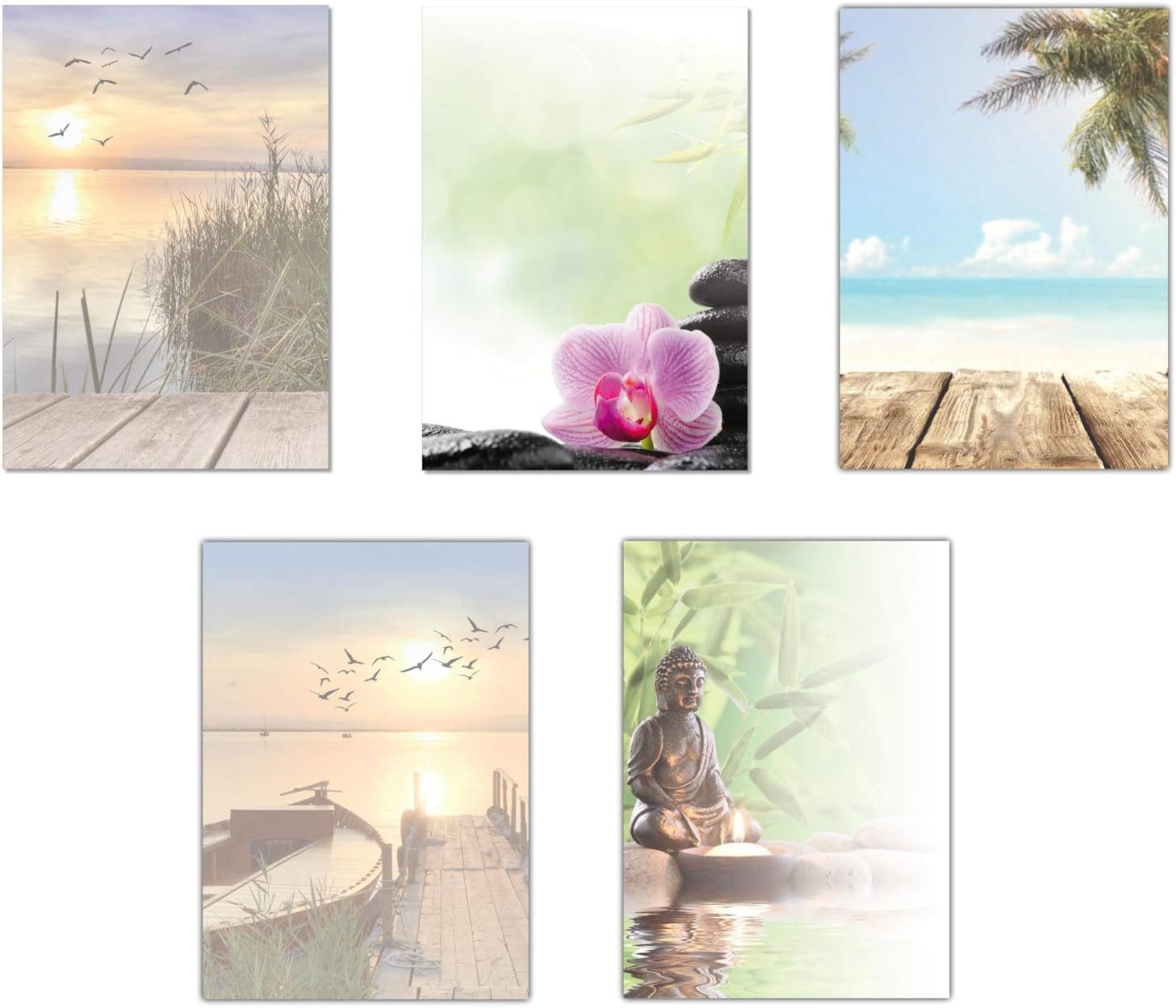 Briefpapier Set Motivpapier DIN A4 Entspannung Urlaub Strand Sommer (MPA-5234)
