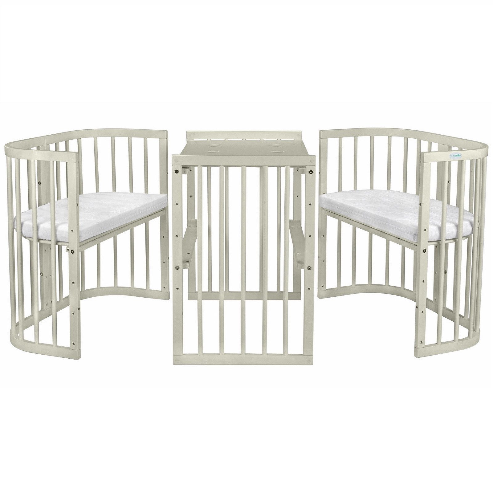 Waldin Babybett Mobiles Babybett aus Holz 7in1 mit Matratze, mitwachsend