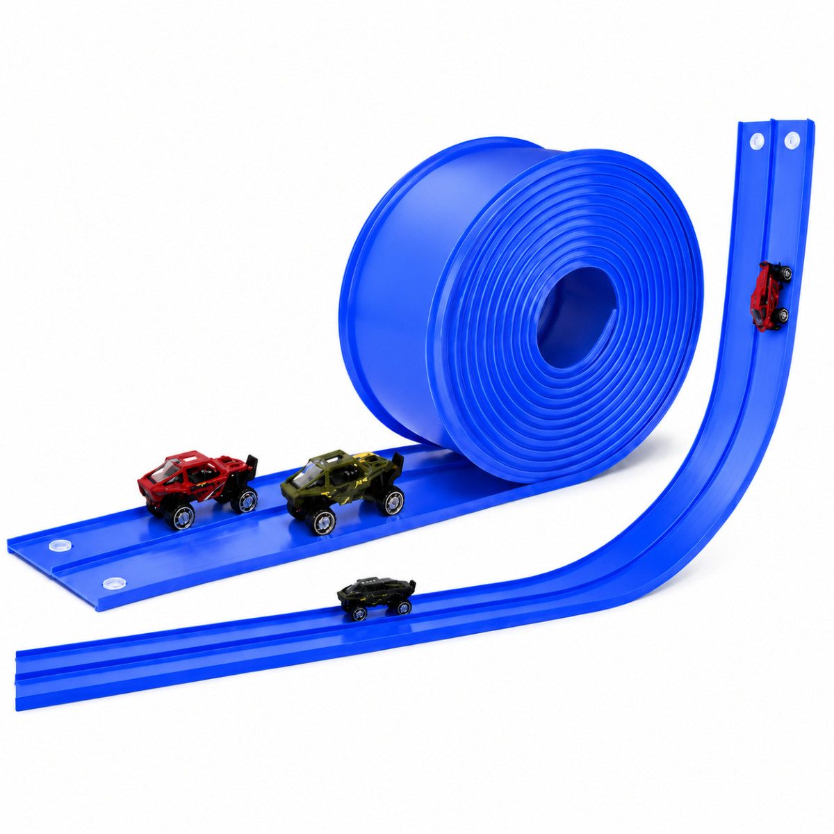R2 Invest Autorennbahn 4 m flexibel mit 360° Looping 4 Metallautos und Saugnäpfen ab 3 Jahren
