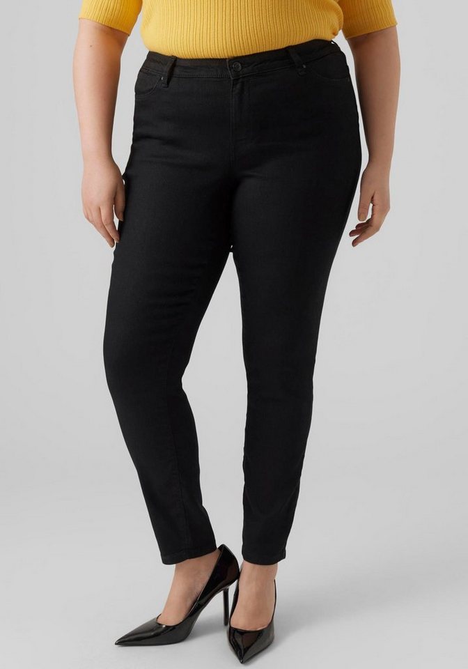 Vero Moda Curve Slim-fit-Jeans VMRUDY, Abgesteppter Saum/Kante