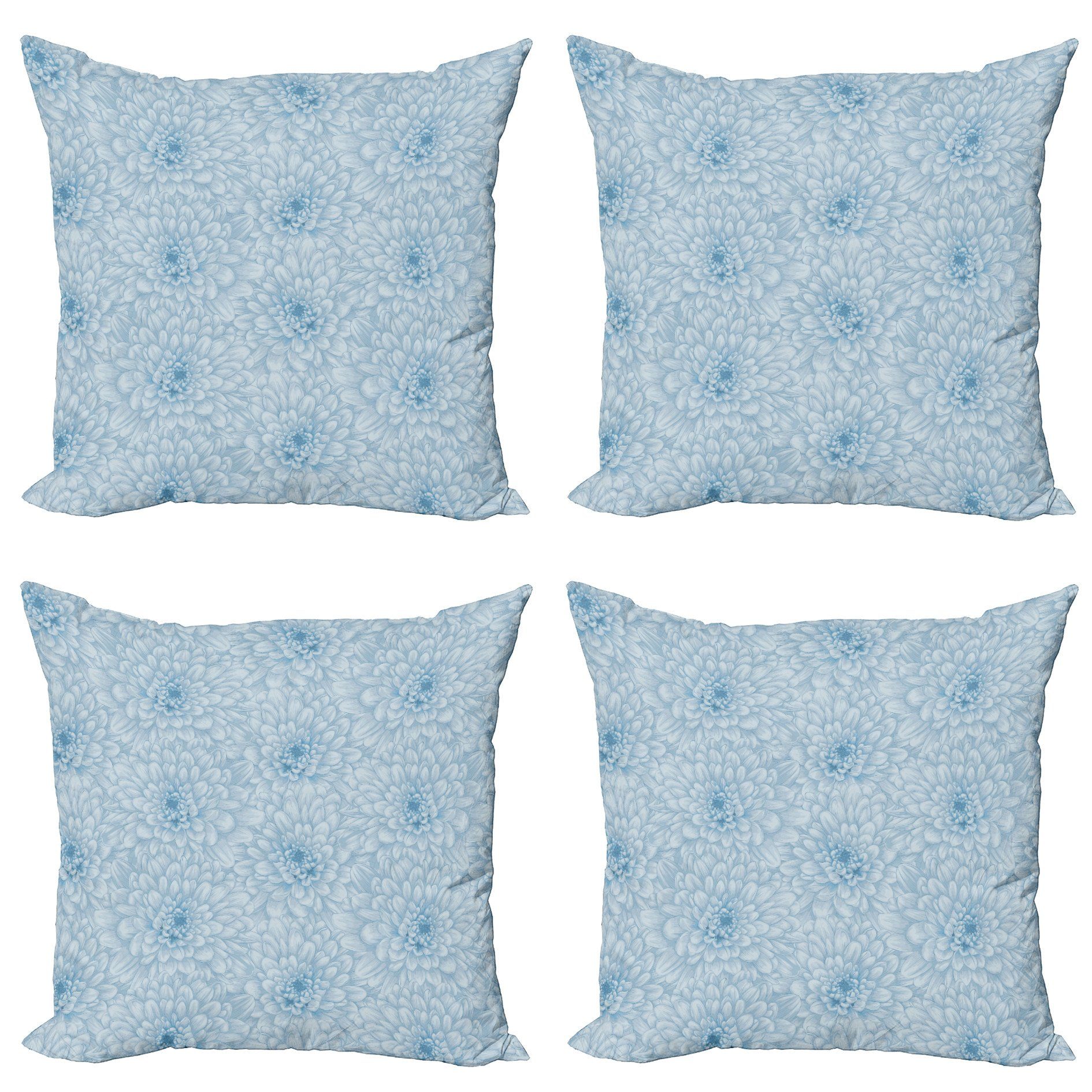 Digitaldruck, Kissenbezüge Doppelseitiger (4 Accent Stück), Blau Abakuhaus Modern Blooming Romantik