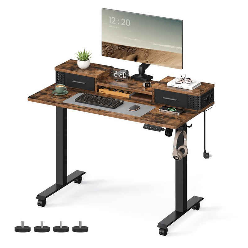 VASAGLE Schreibtisch höhenverstellbar elektrisch, mit Monitorständer USB-Anschluss