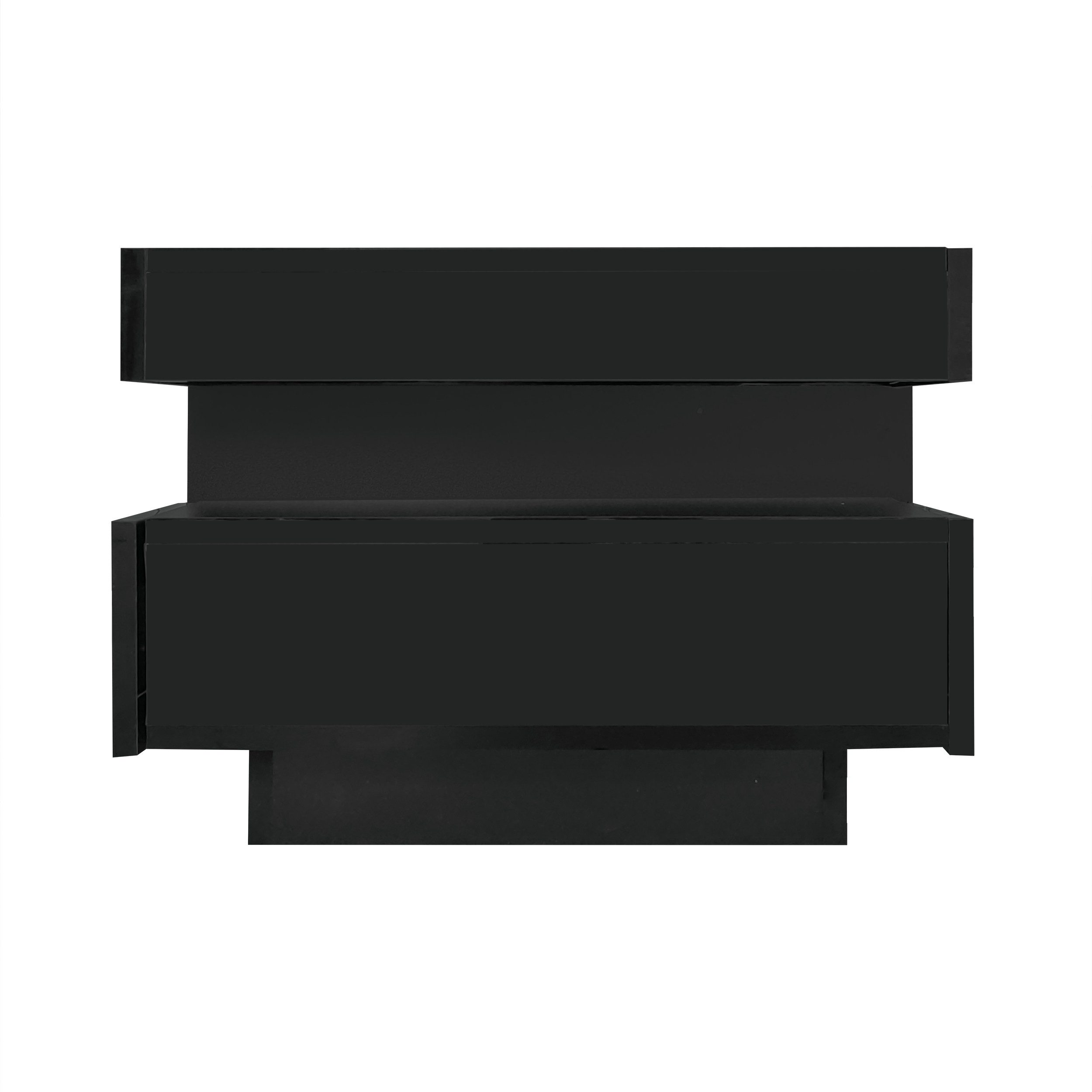 Merax Couchtisch, hochglanz mit 4 Schubladen inkl. LED, Beistelltisch, Wohnzimmertisch