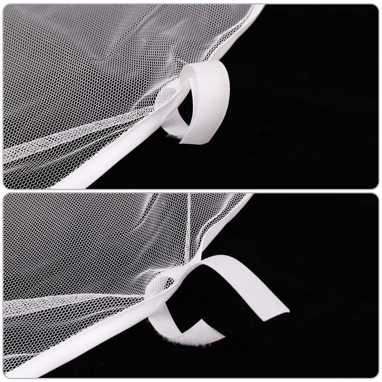 für Moskitonetz Pavillon 3x3m, Fliegengitter Sekey Klettbänder mit und Insektenschutz Weiß Reißverschluss