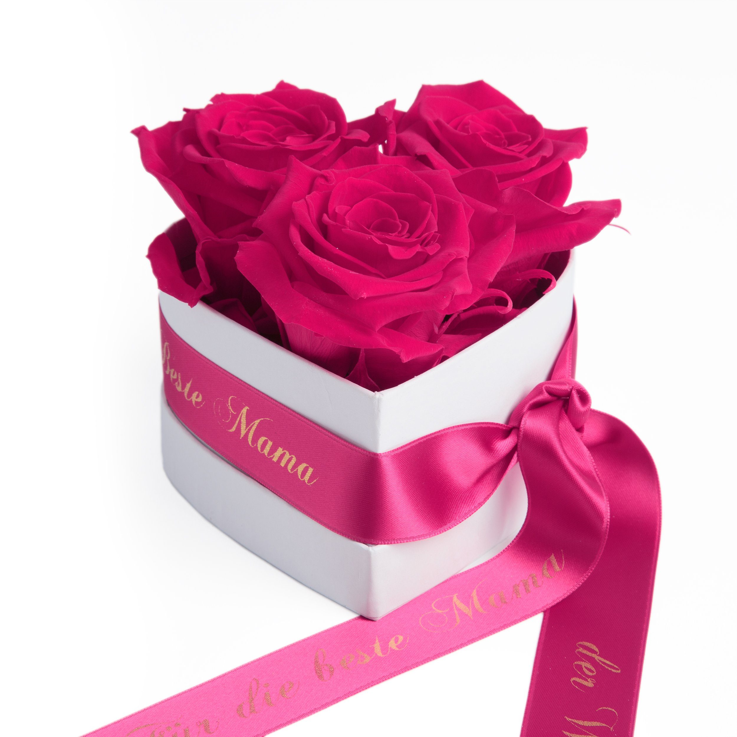 Kunstblume Rosenbox Herz 3 Infinity Rosen günstig online kaufen