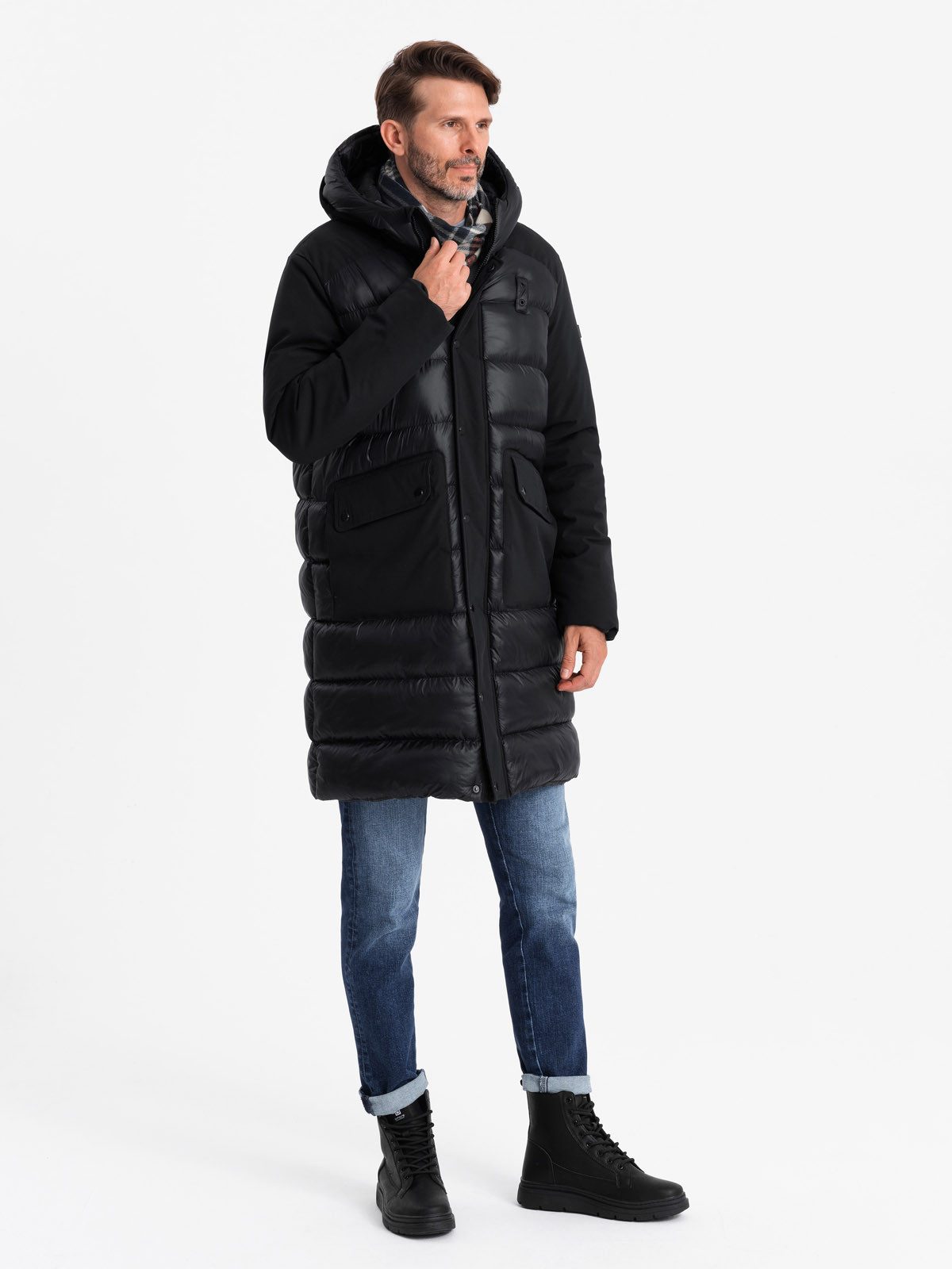 Winterjacke Lange Steppjacke für Herren