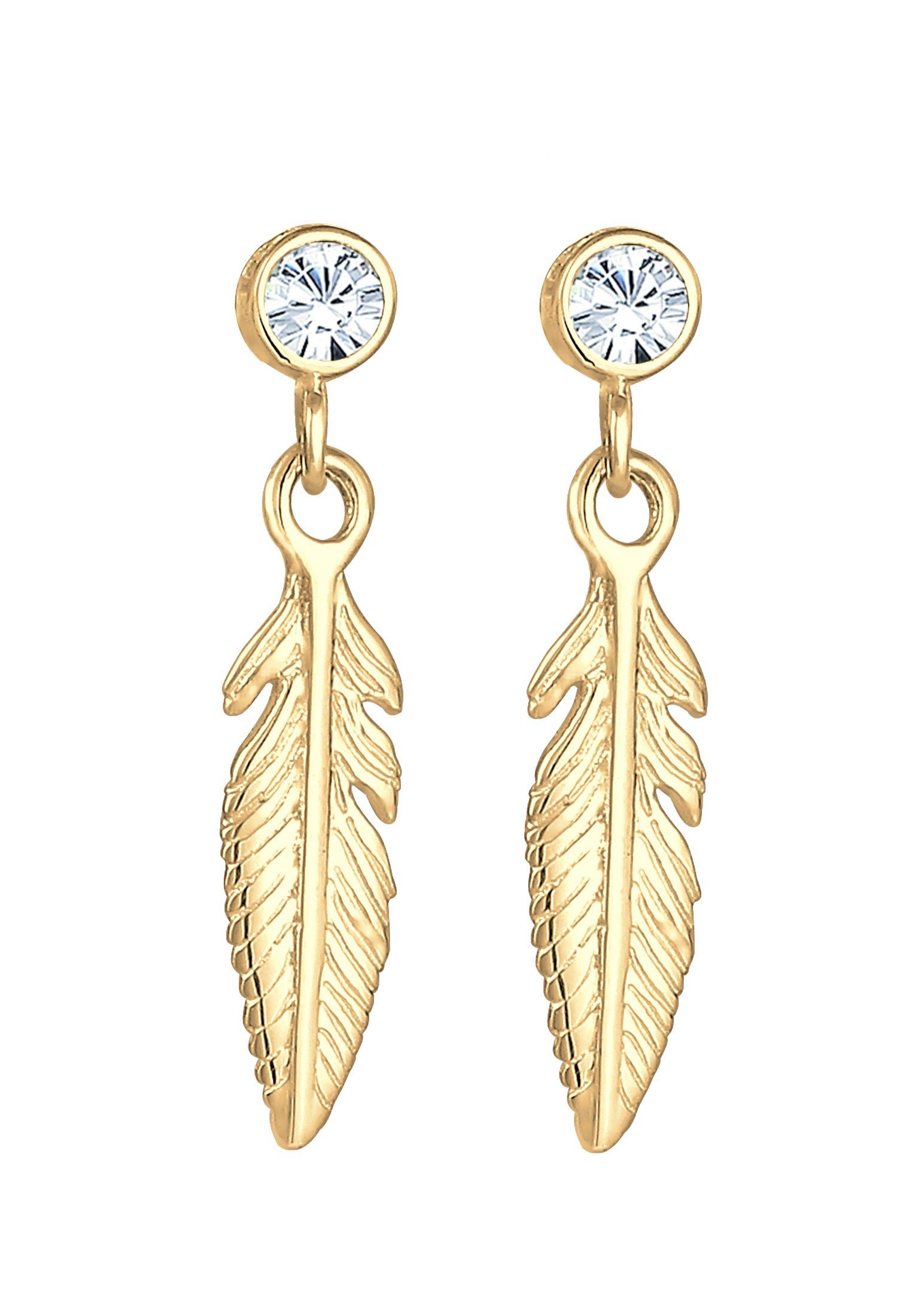 Elli Ohrhänger-Set Ohrhänger Feder 925 Silber, mit Kristallen von Swarovski günstig online kaufen