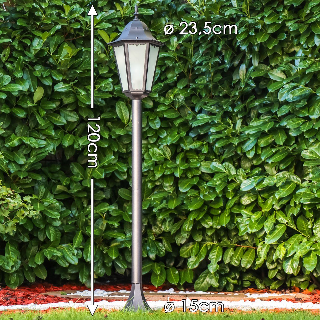 hofstein Außen-Stehlampe »Fabiano« Außenleuchte Stehleuchte in antikem Look, Retro/Vintage, ohne Leuchtmittel, Aluguss in Schwarz matt, Wegeleuchte 120cm, Gartenlampe, E27, IP44