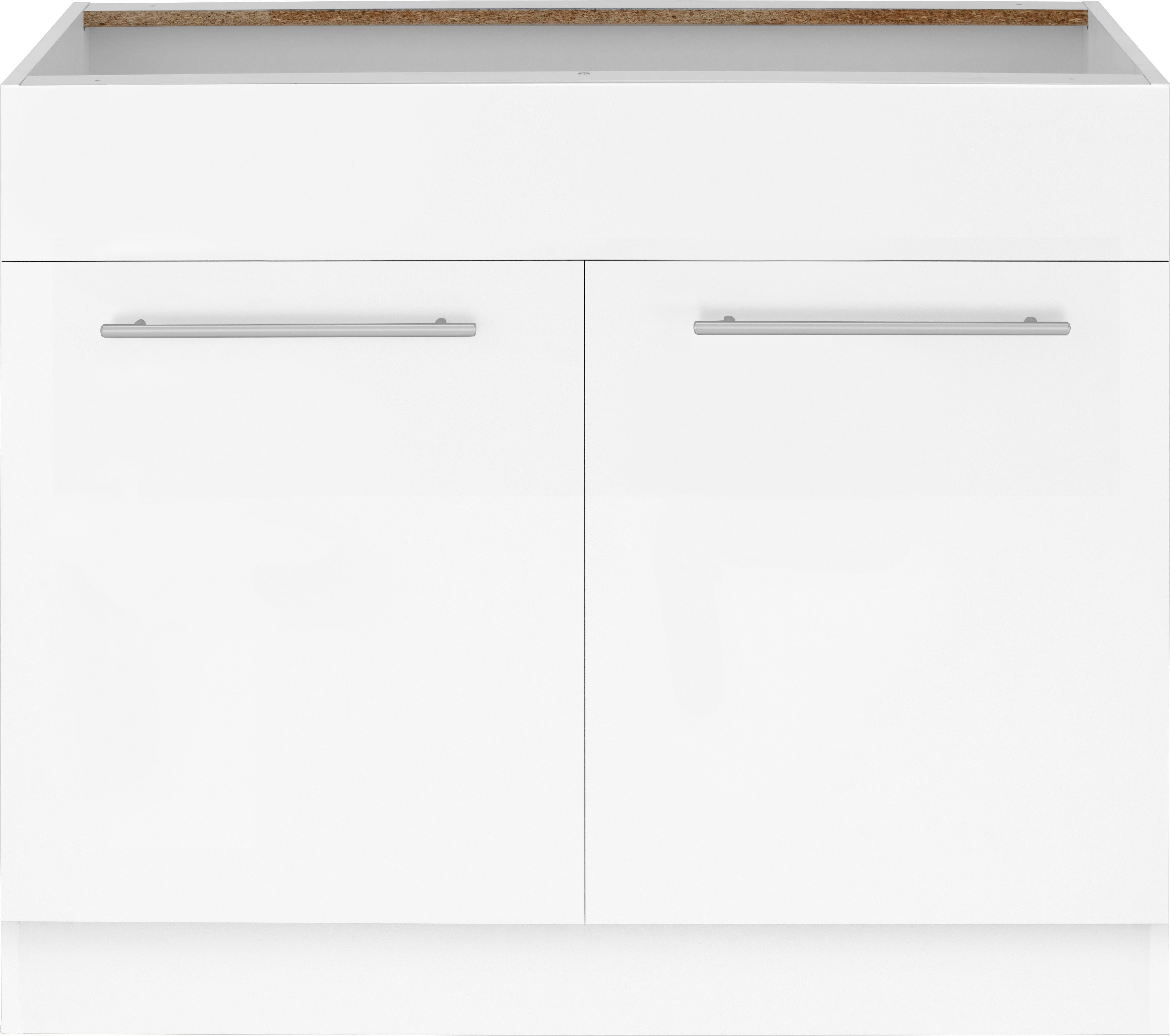 wiho Küchen Spülenschrank Unna cm weiß/weiß breit, 100 ohne | Weiß Arbeitsplatte