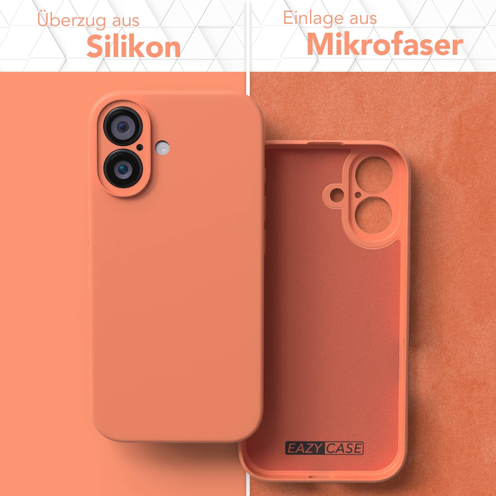 EAZY CASE Handyhülle für Apple iPhone 16 Hülle Silikon 6,1 Zoll, Schutzhülle mit Kameraschutz Telefonhülle elastisch Bumper tpu Orange