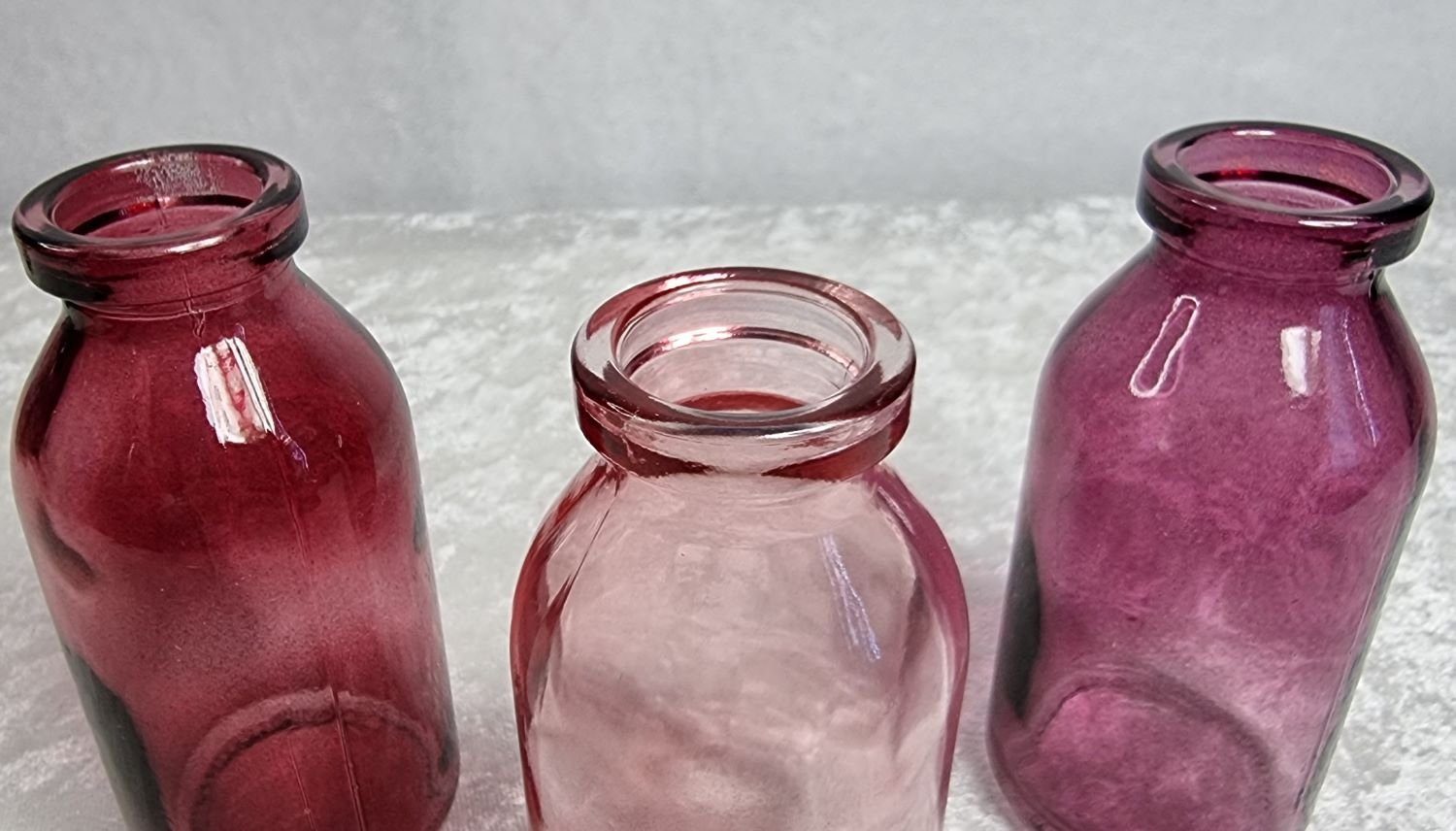 Sandra Rich Dekovase Glasflaschenvasen (Sparset, Vasen), 3 3er set aus Grün, rosa Glas