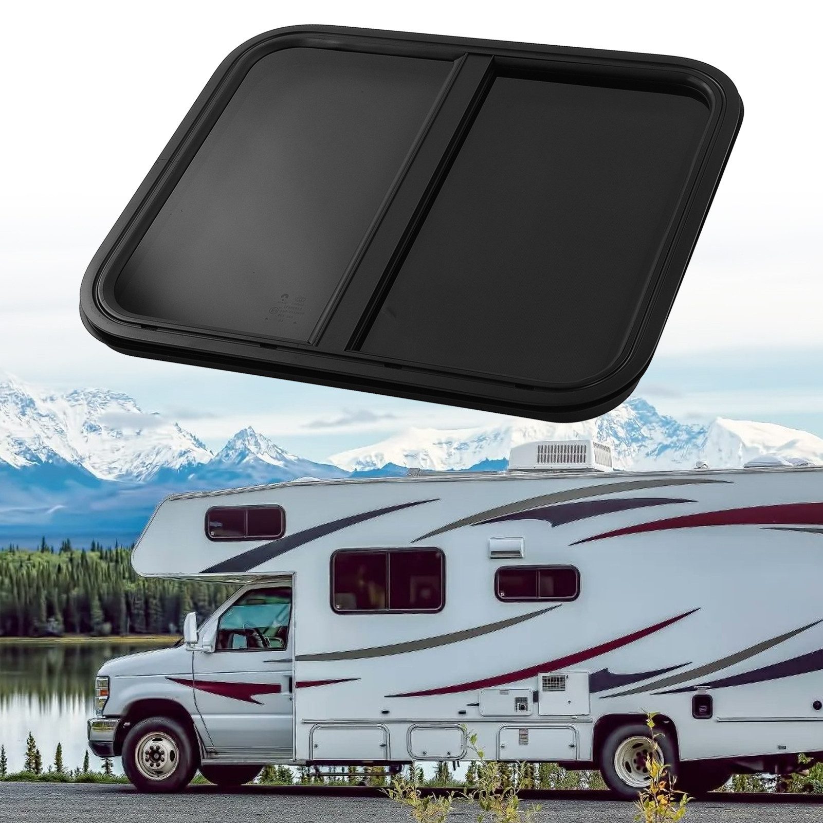 GARRYFIZH Fenster Schiebefenster 610x510mm Wohnmobil Fenster E4 Glas Insektenschutz, Alu-Schiebefenster für Wohnmobil, UV-Schutz & Insektenschutz, 610x510