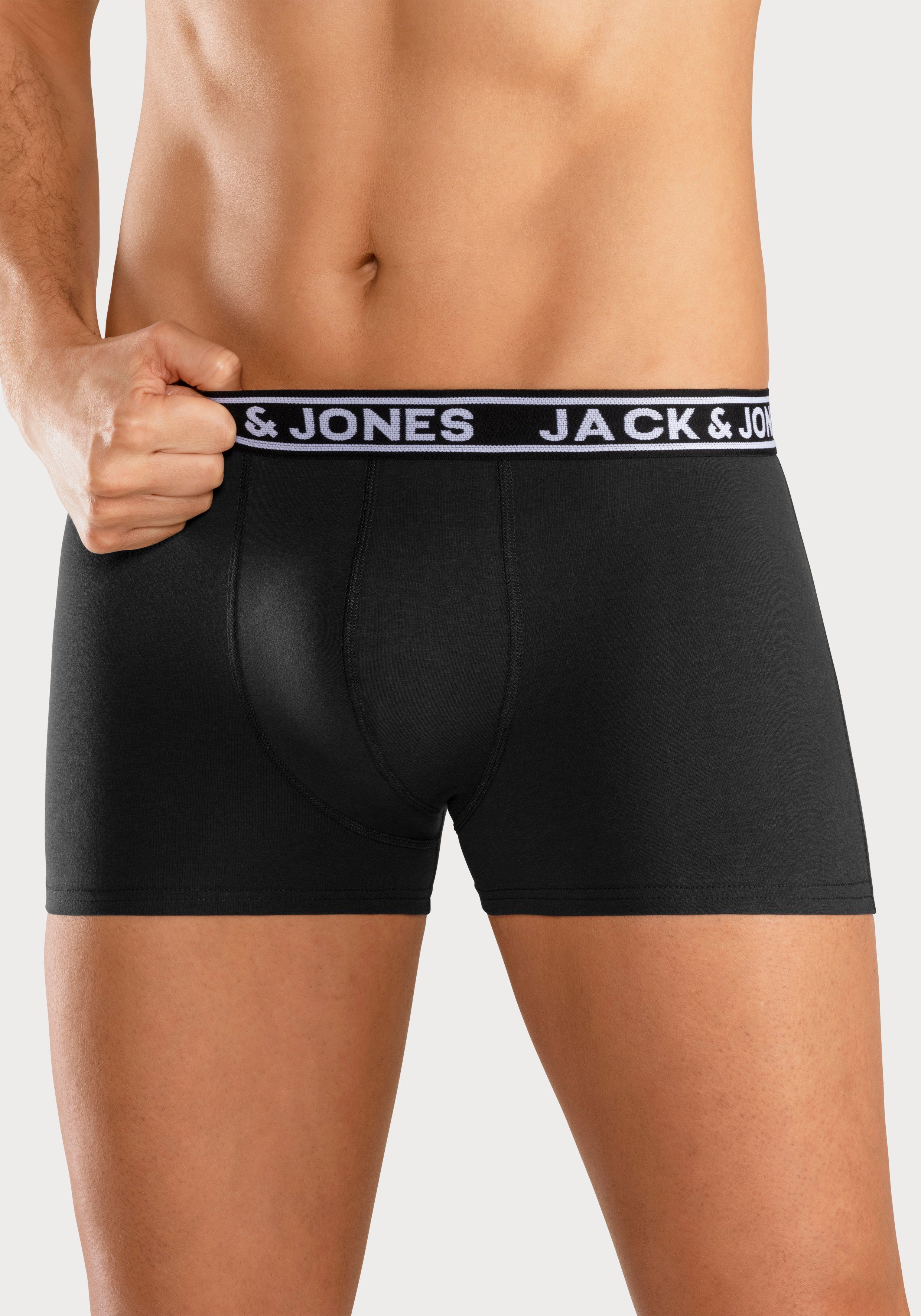 Jack & Jones Trunk JACCRISP im 6er Pack mit Logobund und Stretchkomfort (Packung, 6-St) unifarben mit Farbeinsatz, modisch, eng anliegend, Baumwollmischung