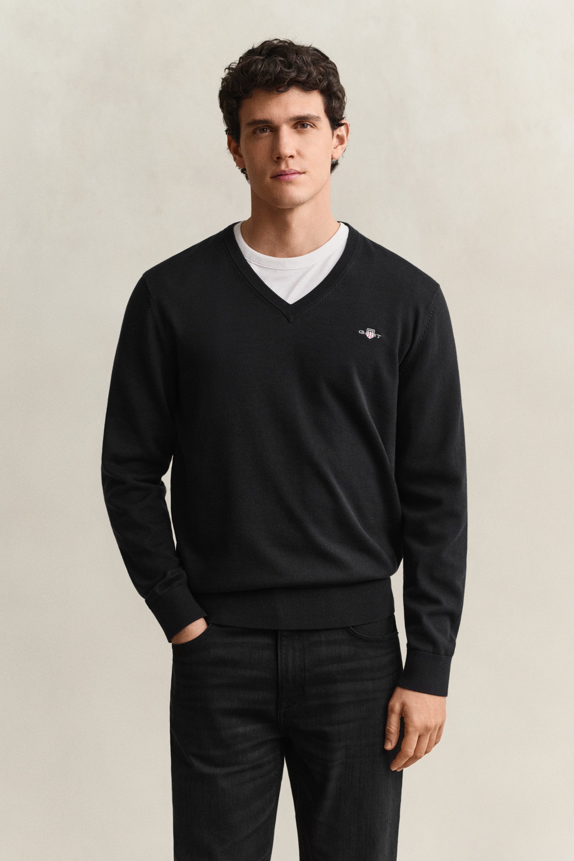 Gant V-Ausschnitt-Pullover CLASSIC COTTON V-NECK Regular fit mit V-Ausschnitt