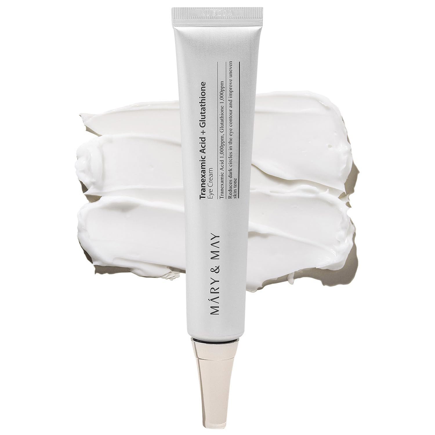 MARY & MAY Anti-Aging-Augencreme Tranexamic Acid + Glutathion Eye Cream 30 ml – Aufhellende Augencreme, gegen dunkle Augenringe mit Niacinamid & Hyaluron –, Koreanische Skincare für die Augenpartie