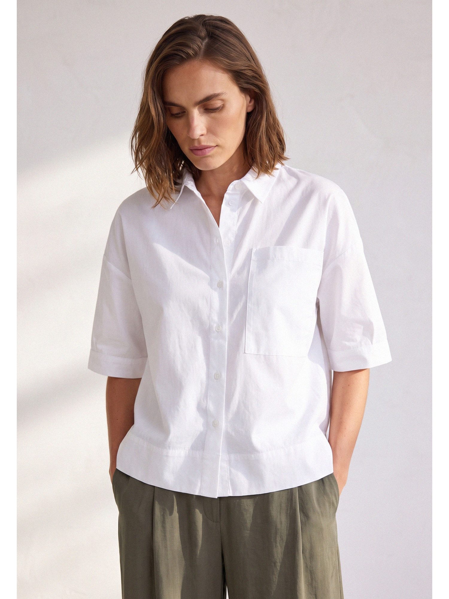 MORE&MORE Kurzarmbluse boxy, oversized Kurzbluse