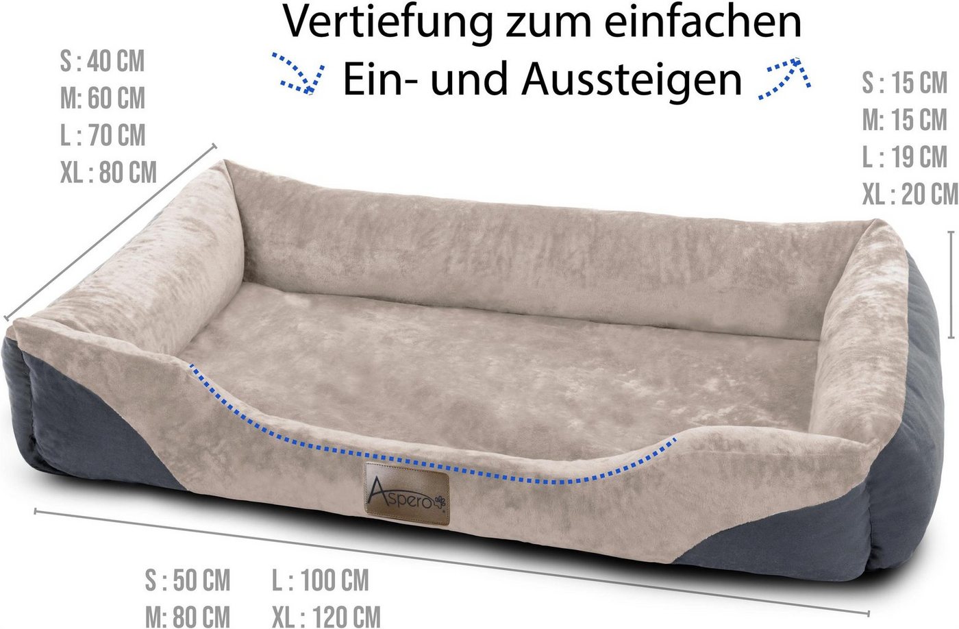 Thumbnail - Aspero Tierbett Hundebett und Hundedecke Hanko und Lund, 50 % Baumwolle, 50 % Polyester, Tierbett mit Einstiegsvertiefun...