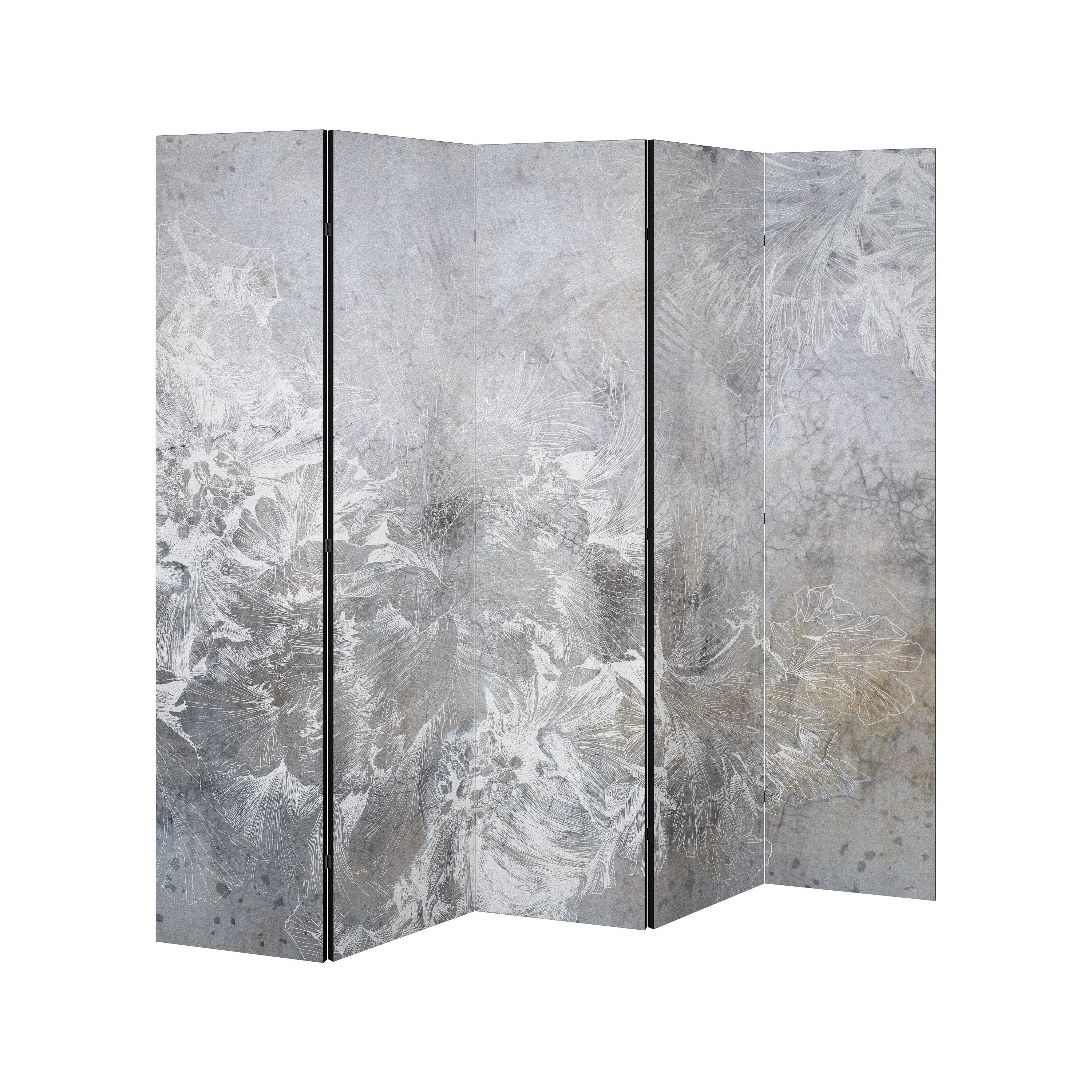 SPACEREBELS Paravent WHITE WHISPER (1 St), Raumteiler mit 5 Paneelen, beidseitig bedruckt, 190 x 168 cm
