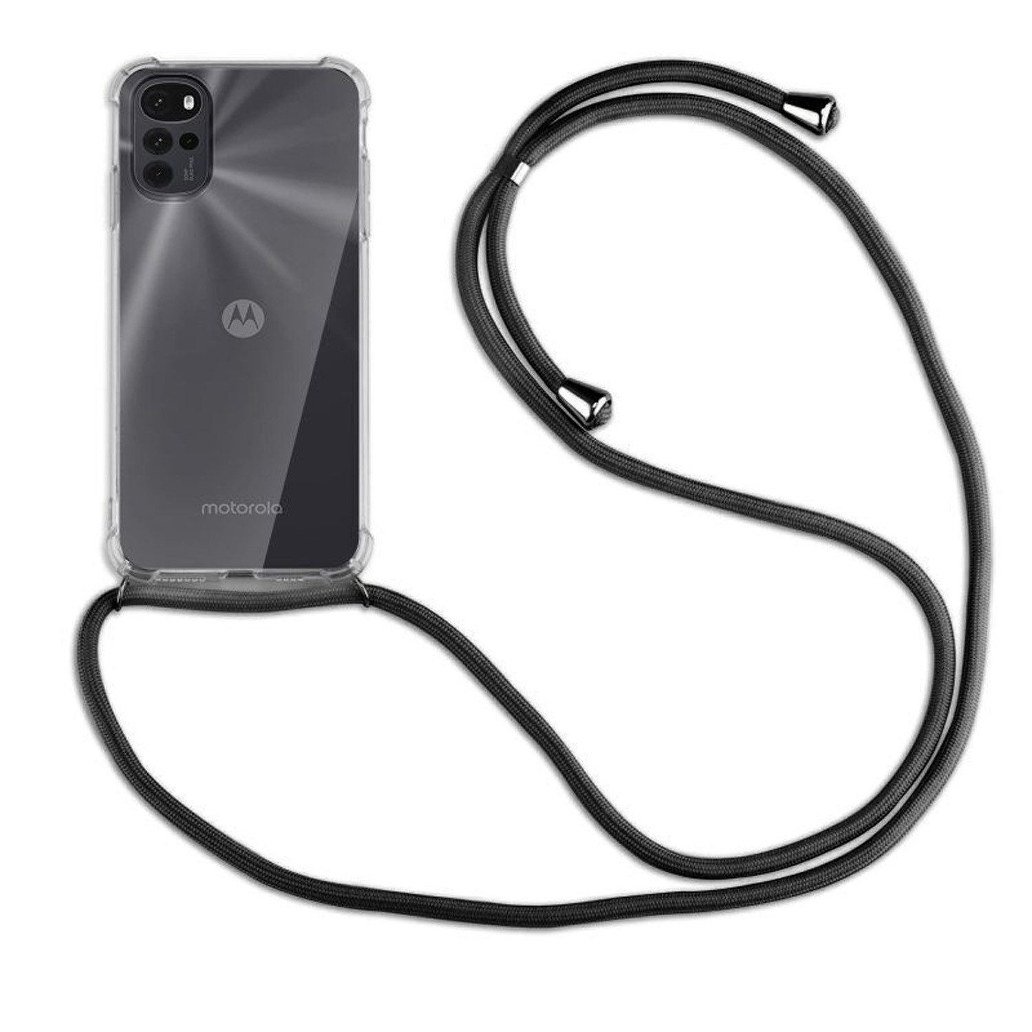 betterfon Handykette für Motorola Moto G22 Handyhülle mit Band & Kordel Bumper Schwarz, Hände frei – mit Silikonhülle & Schnur für flexiblen Alltag