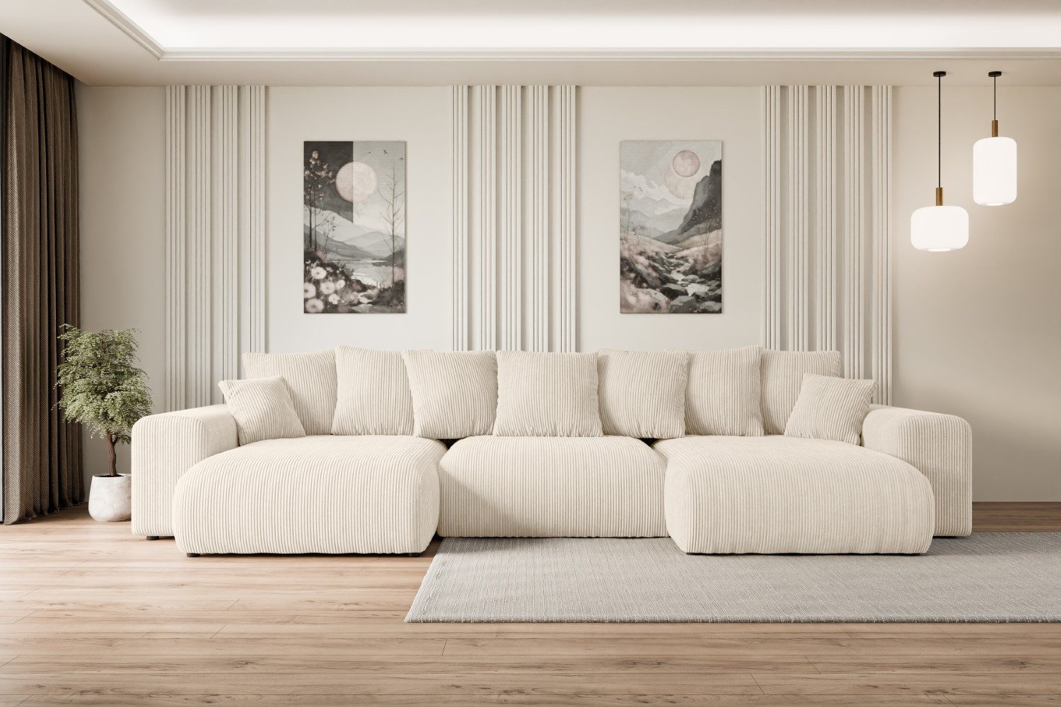 ALTDECOR Wohnlandschaft ESKAR-U, Couch mit Schlaffunktion, Wohnzimmer - Woh günstig online kaufen