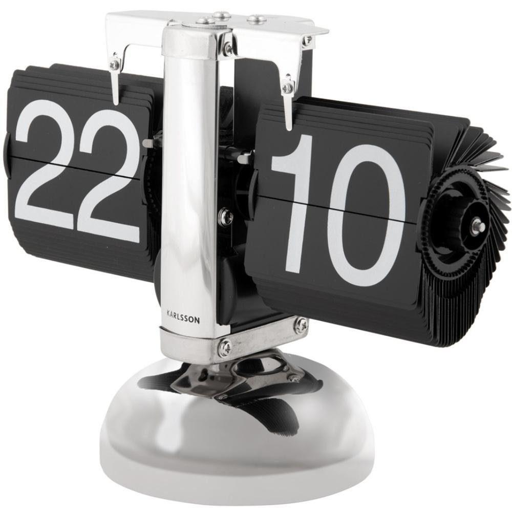 Karlsson Uhr Tischuhr Small Flip Chrome with Black Flips