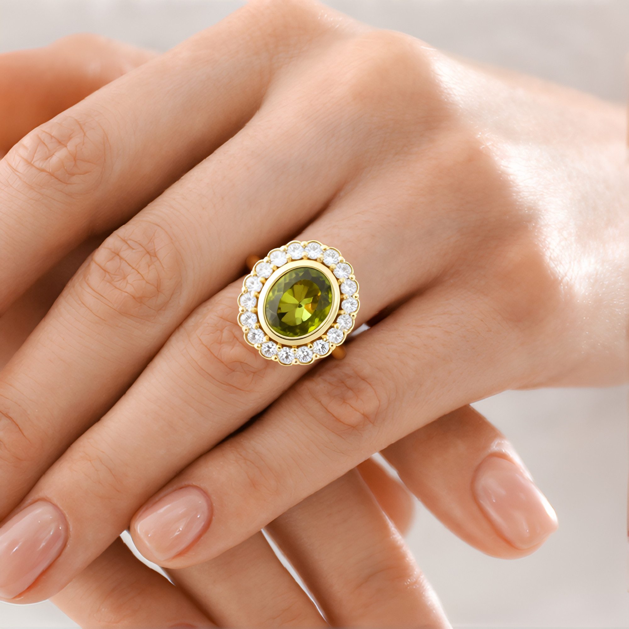 Cavill Goldring Cavill Goldring 9K 2,48 ct Brillantschliff mit grünem Edelstein (1-tlg)