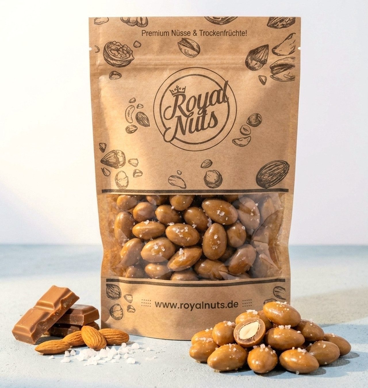 Royalnuts Genuss GmbH Schokolade 1000g Mandeln mit Karamellschokolade und Meersalz, Royalnuts