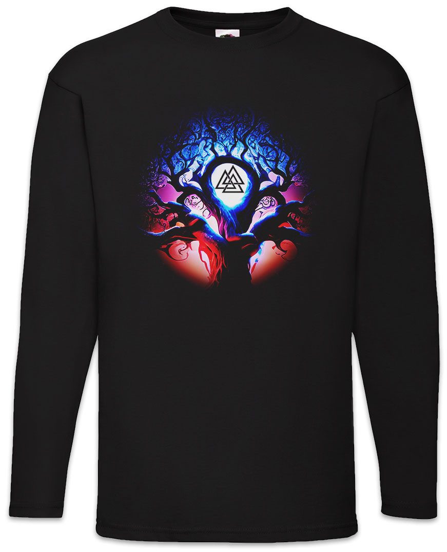 Langarmshirt Yggdrasil Moon Walknut Langarm T-Shirt Thor Tree Of Life Tyr Walhalla