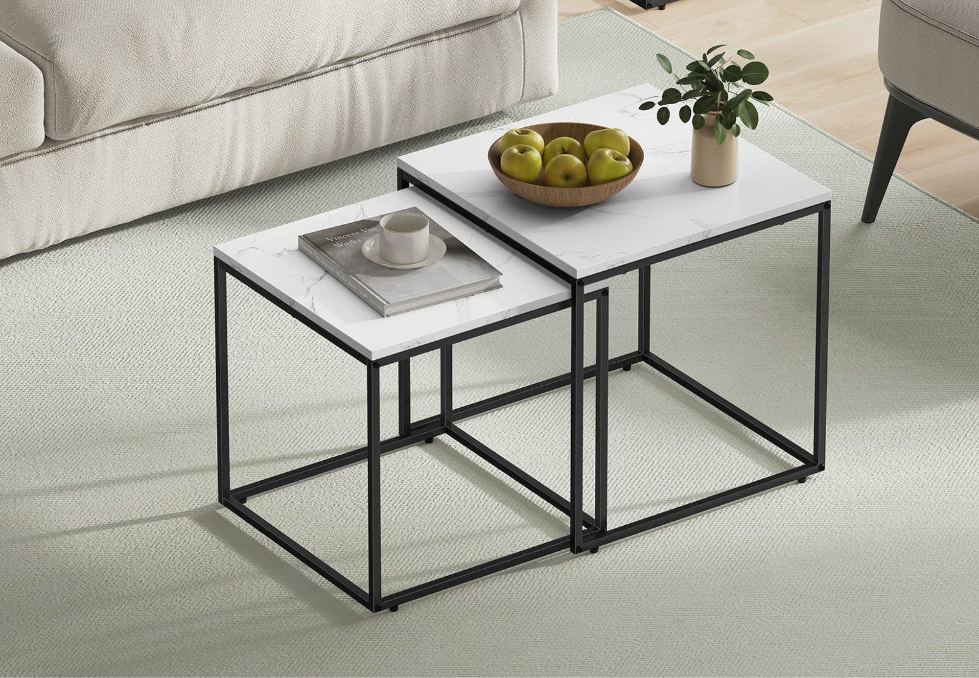 Home Collective Couchtisch 2er Set Beistelltisch Loft Design 2in1 Verschach günstig online kaufen