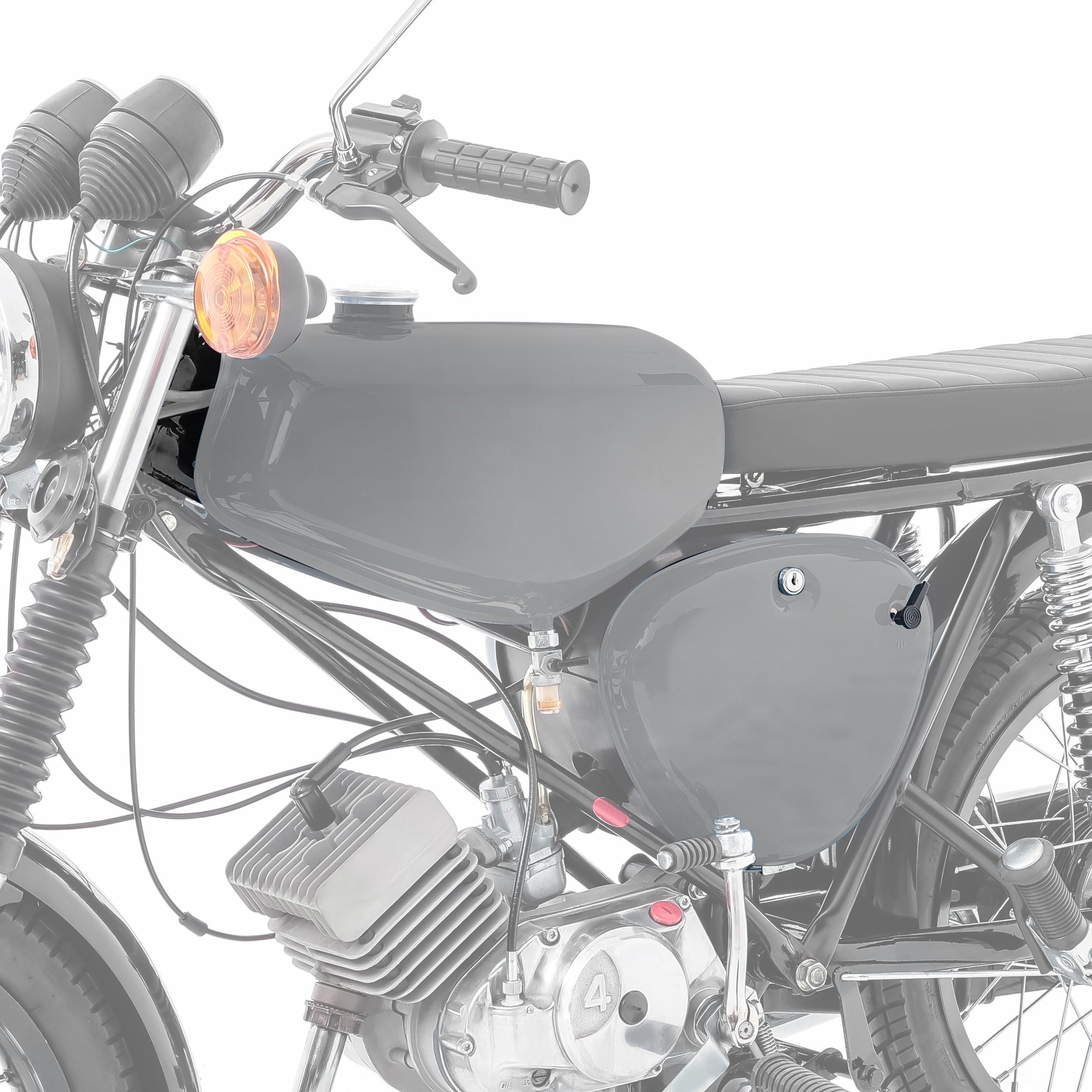 Craftride Halter Tank / Benzintank für Simson S51 / S50 / S70 mit Seitendeckel silber