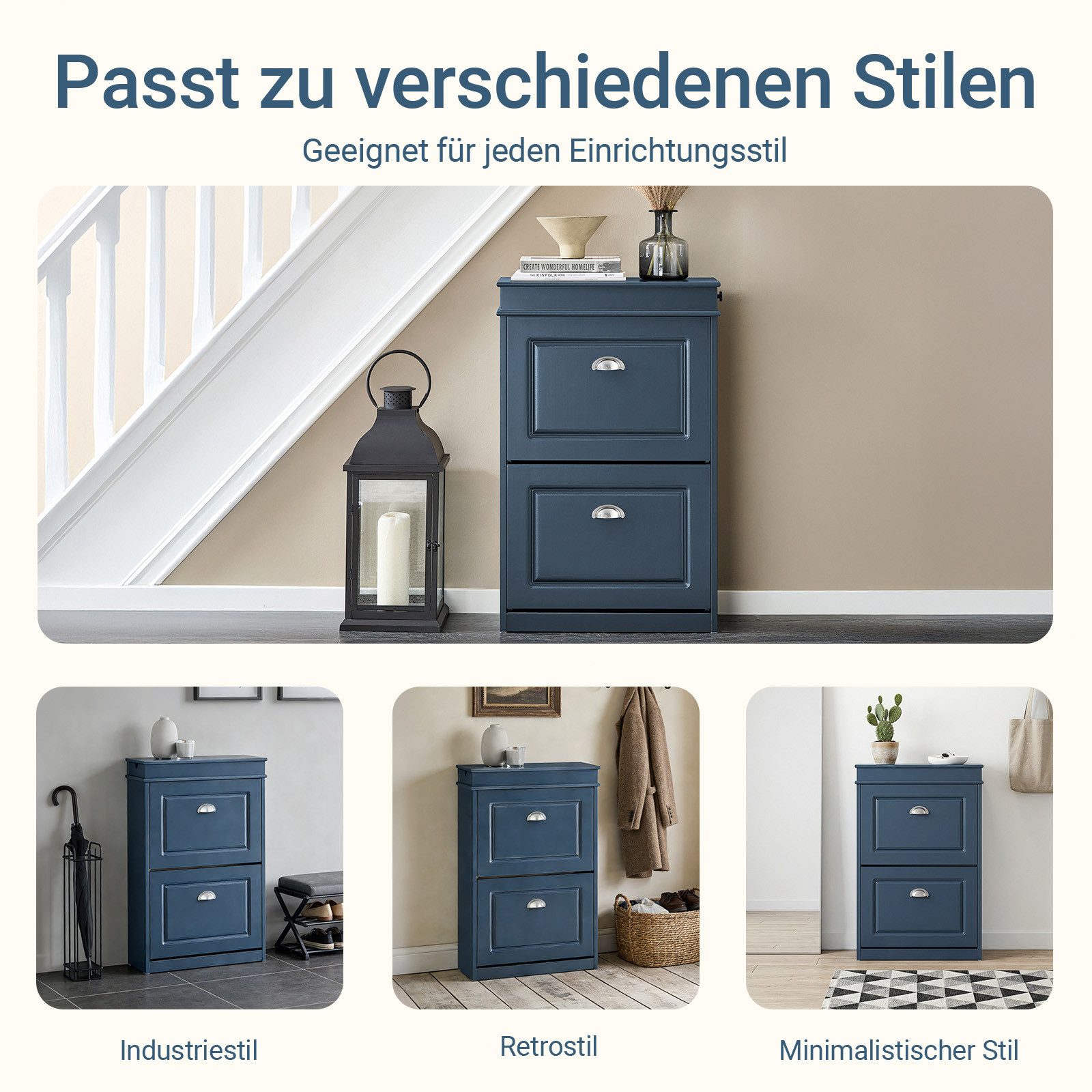 SoBuy Schuhschrank FSR78/FSR79/FSR94, Schuhkipper, Schuhregal, Schuhbank, mit Klappen mit 1/2/3/4 Klappen, Schuhschrank schmal, Schuhbank Schuhablage, Flur – Bild 4 von 5