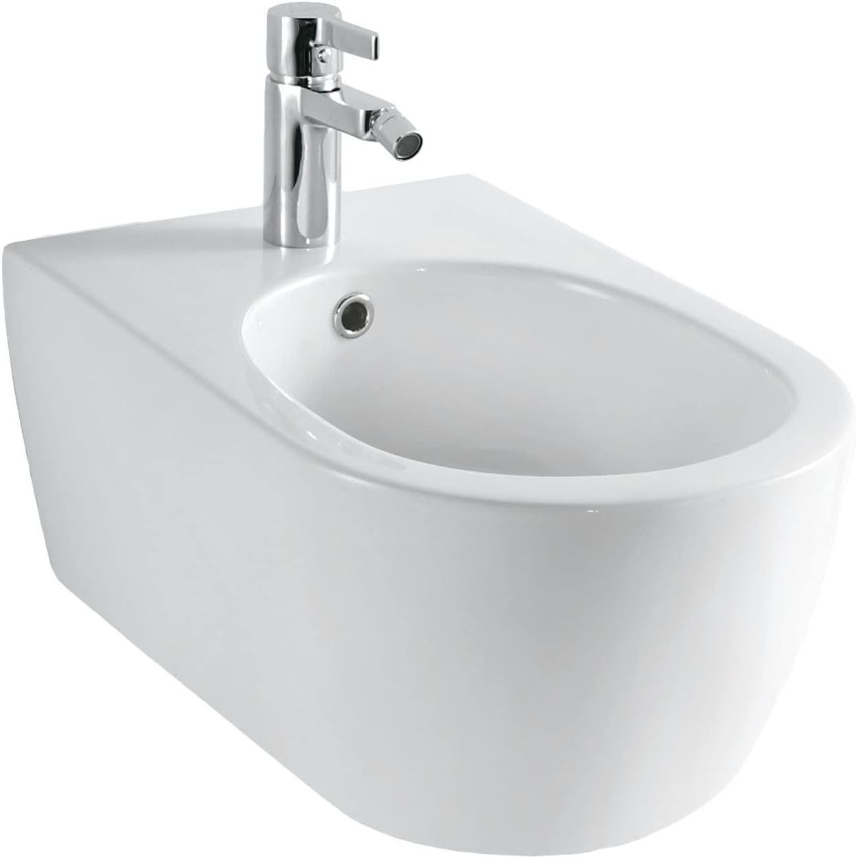 Bernstein Bidet CH2019V, Oval, Wandmontage, Hänge Wand - Bidet / Wand-Hänge-Bidet, / Weiß / Keramik / waagerechter Abgang