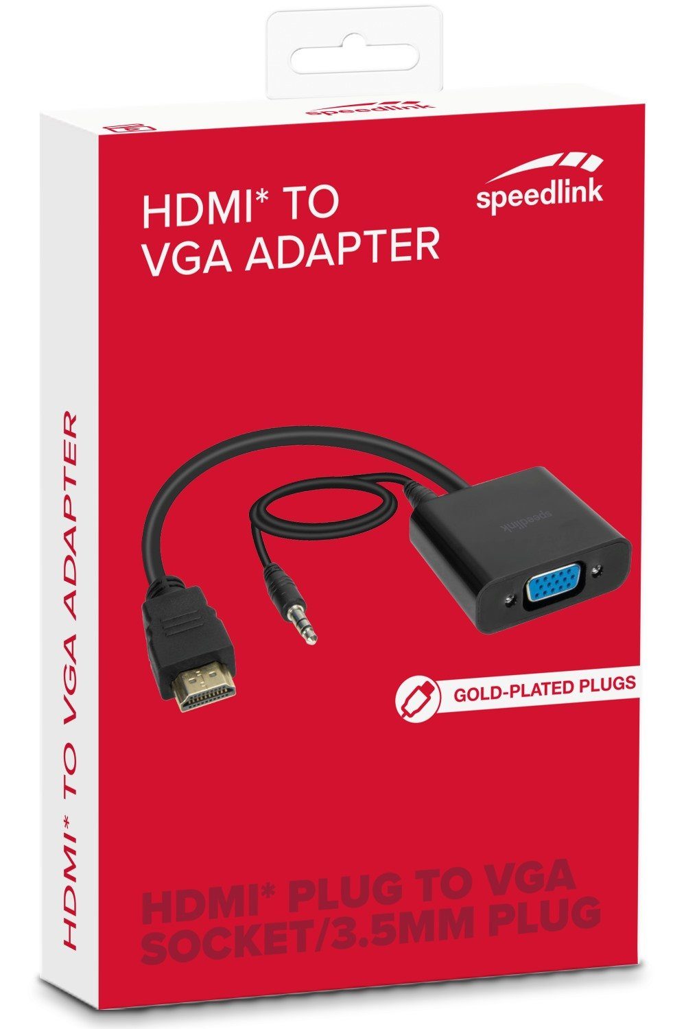 Speedlink HQ HDMI auf VGA Adapter Audio + Video Konverter Video-Adapter HDMI-Stecker zu 3,5-mm-Klinkenstecker, für PC Notebook Beamer TV Laptop