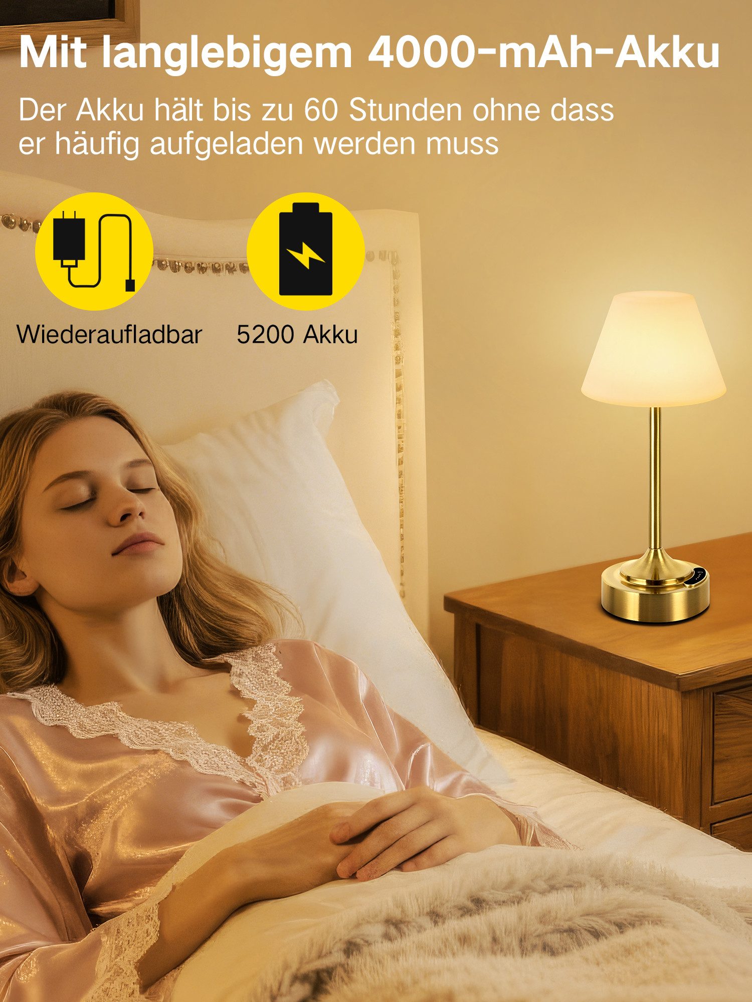 OUTON LED Tischleuchte Kabellose LED-Tischleuchte mit Akku & Farbwechsel – Bild 5 von 5