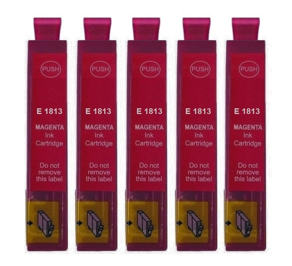 inkpro 5 x Druckerpatrone T18 XL kompatibel mit Epson 18XL, T1813 magenta Tintenpatrone (für Epson Expression Home XP-102, 202, 205, 212, 215, 225, 30, 302, 305, 312, 313, 315, 322, 325, 33, 402, 405, 412, 413, 415, 420, 422, 425, 5-tlg., ersetzt Epson T1803, T1813, T18XL, 18XL magenta (Gänseblümchen)