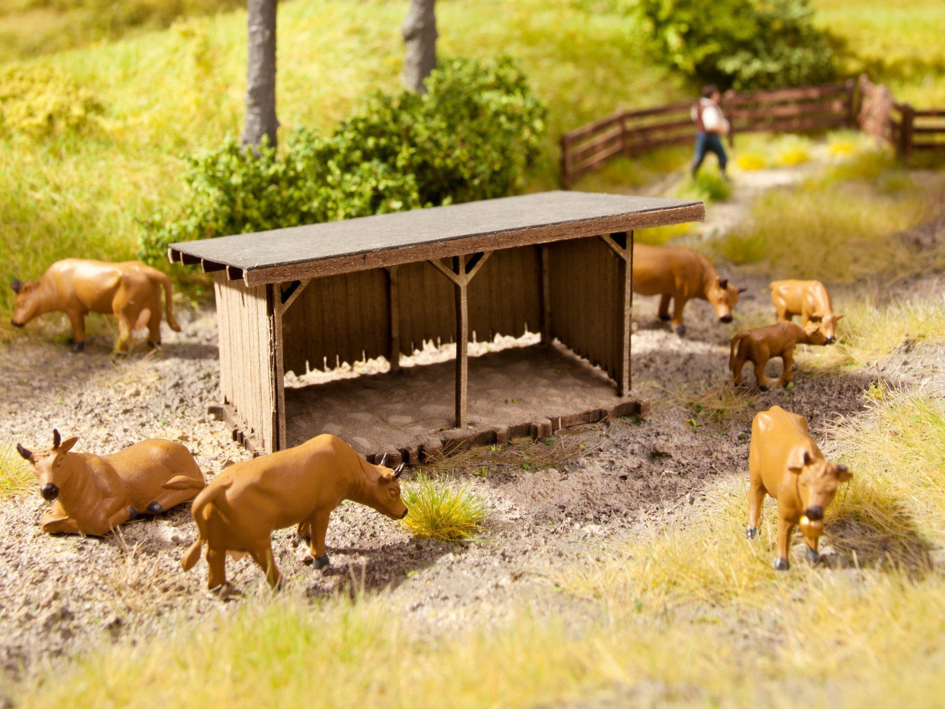 Modelleisenbahn-Gebäude Viehunterstand, idealer Unterstand für Modelleisen