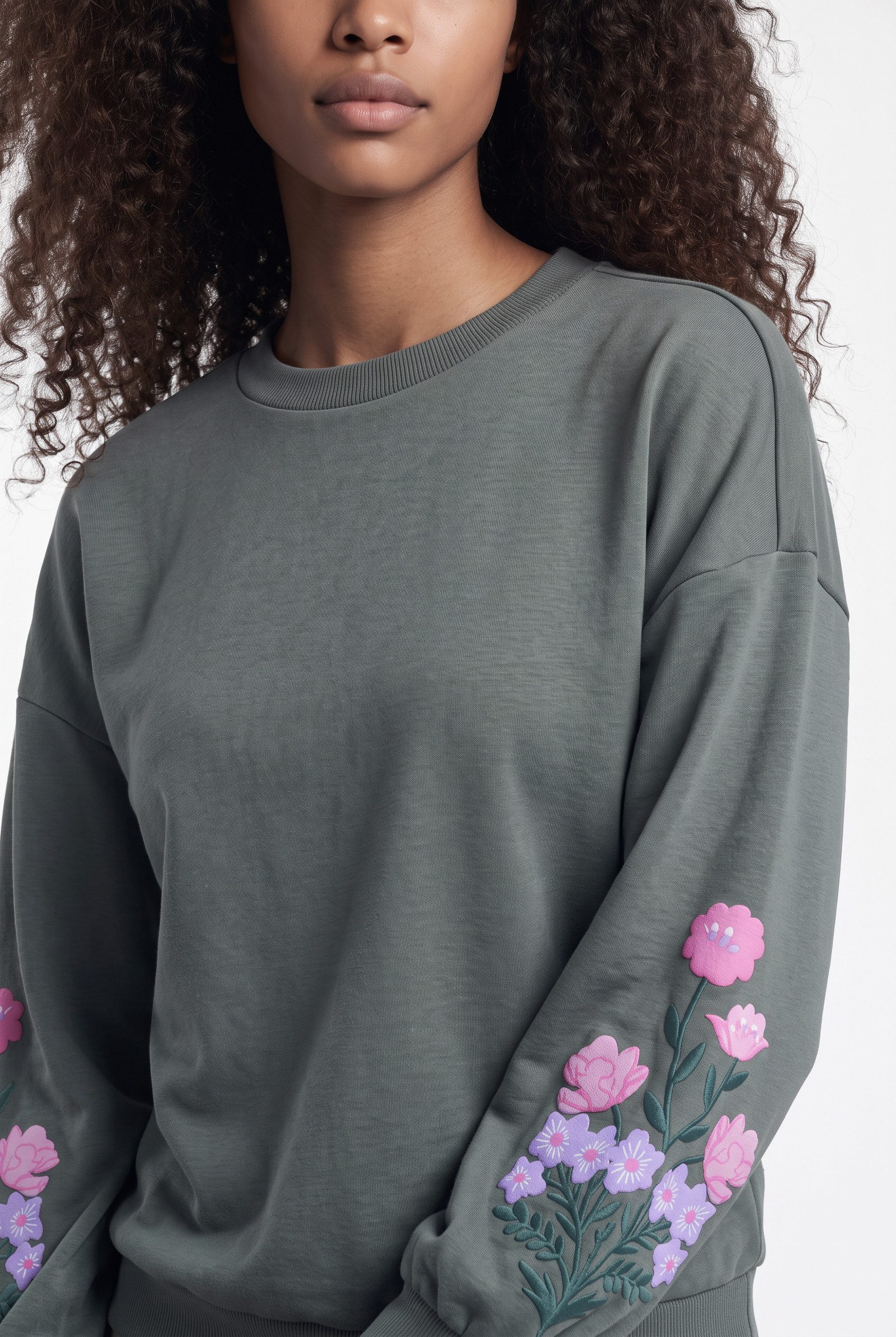 ONLY Sweatshirt ONLBROOKE L/S O-NECK FLOWER SWT Baumwollmischung, regular fit – Bild 3 von 5