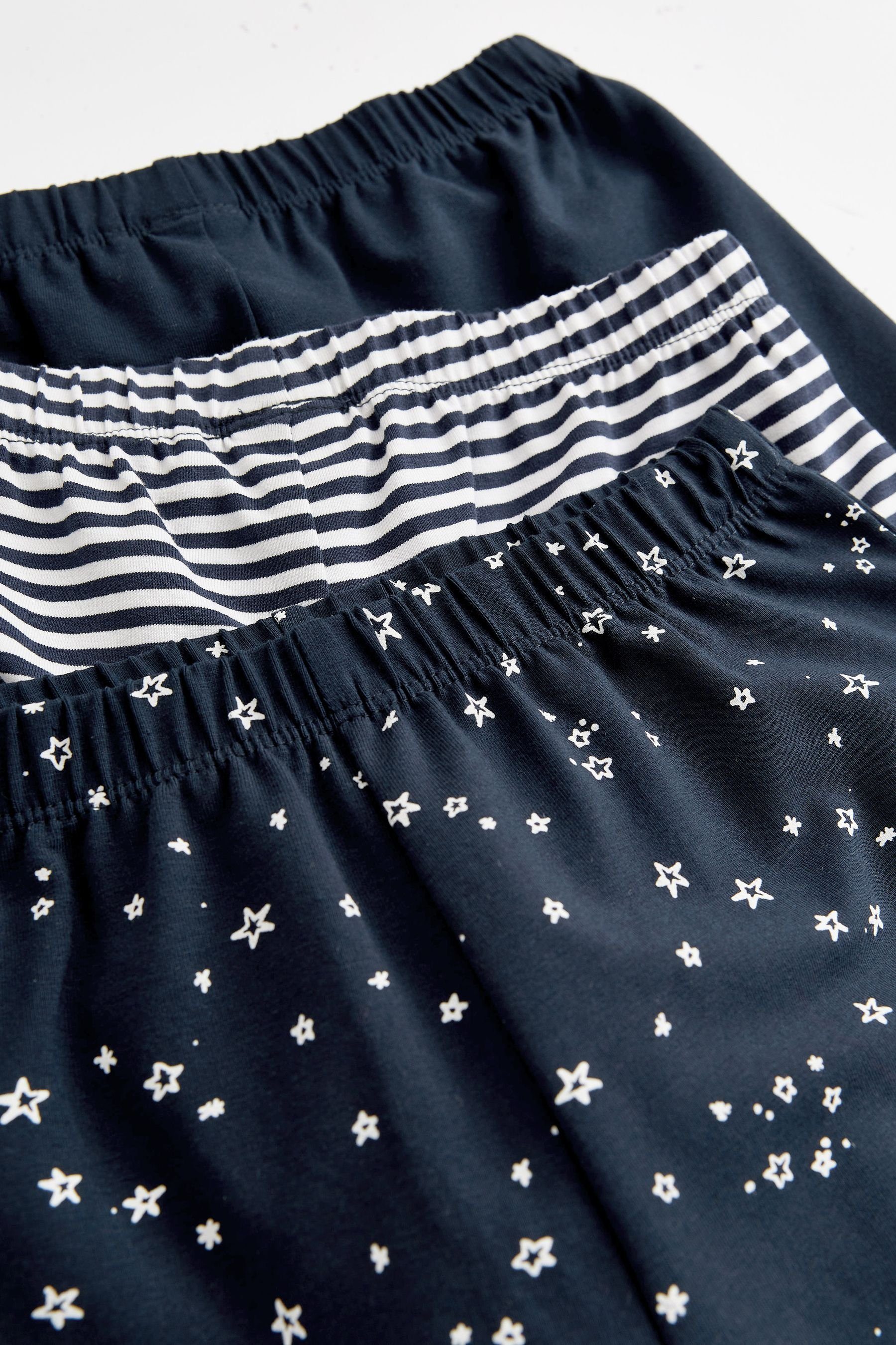 Navy Blue/White mit Shorty-Schlafanzüge 3er-Pack tlg) Dot Trägertops Pyjama Next & (6 Stripe Polka