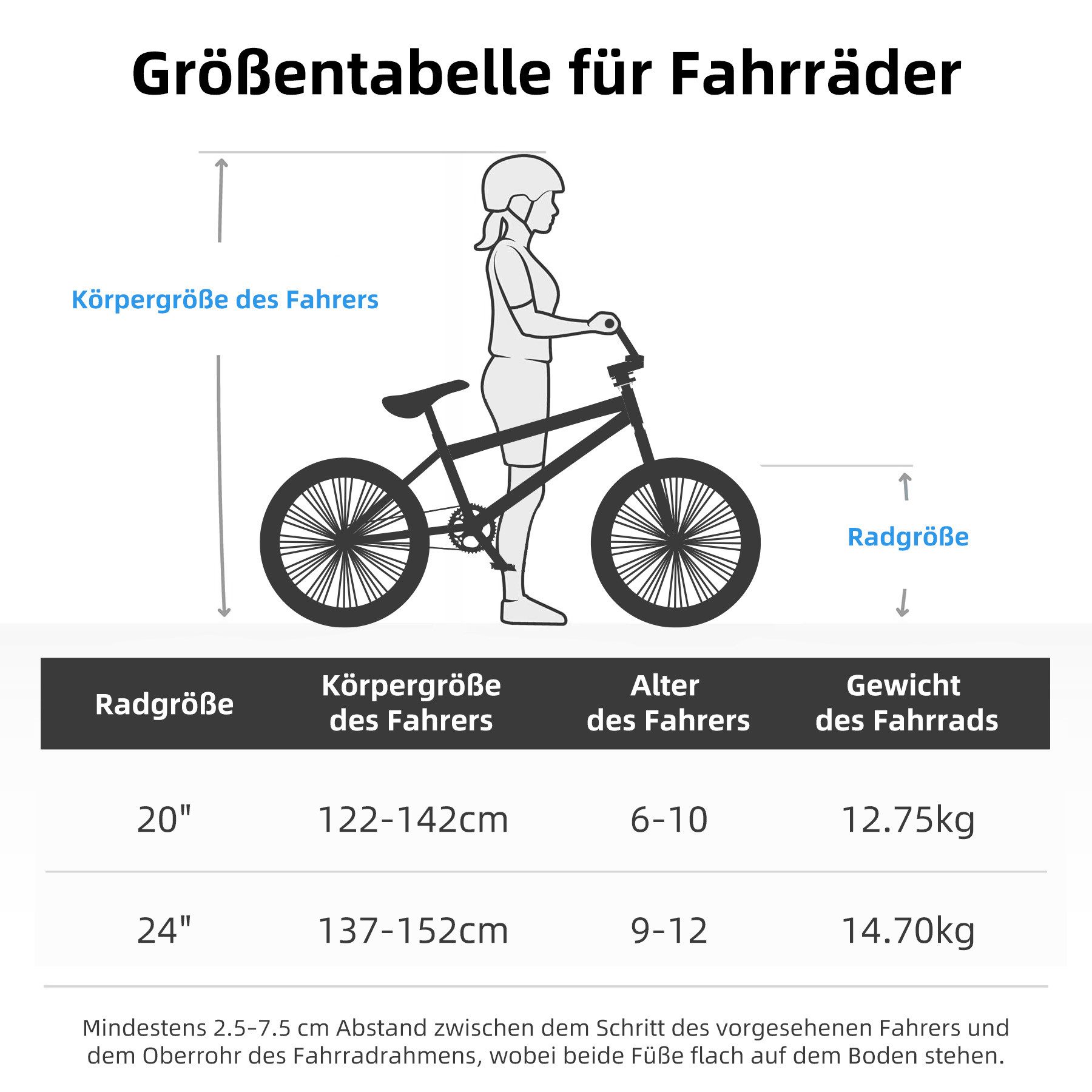 HILAND BMX-Rad BMX 20/24 Zoll Kinderfahrrad, Stahlrahmen, Stunt-Pegs, Doppelbremsen – Bild 4 von 5