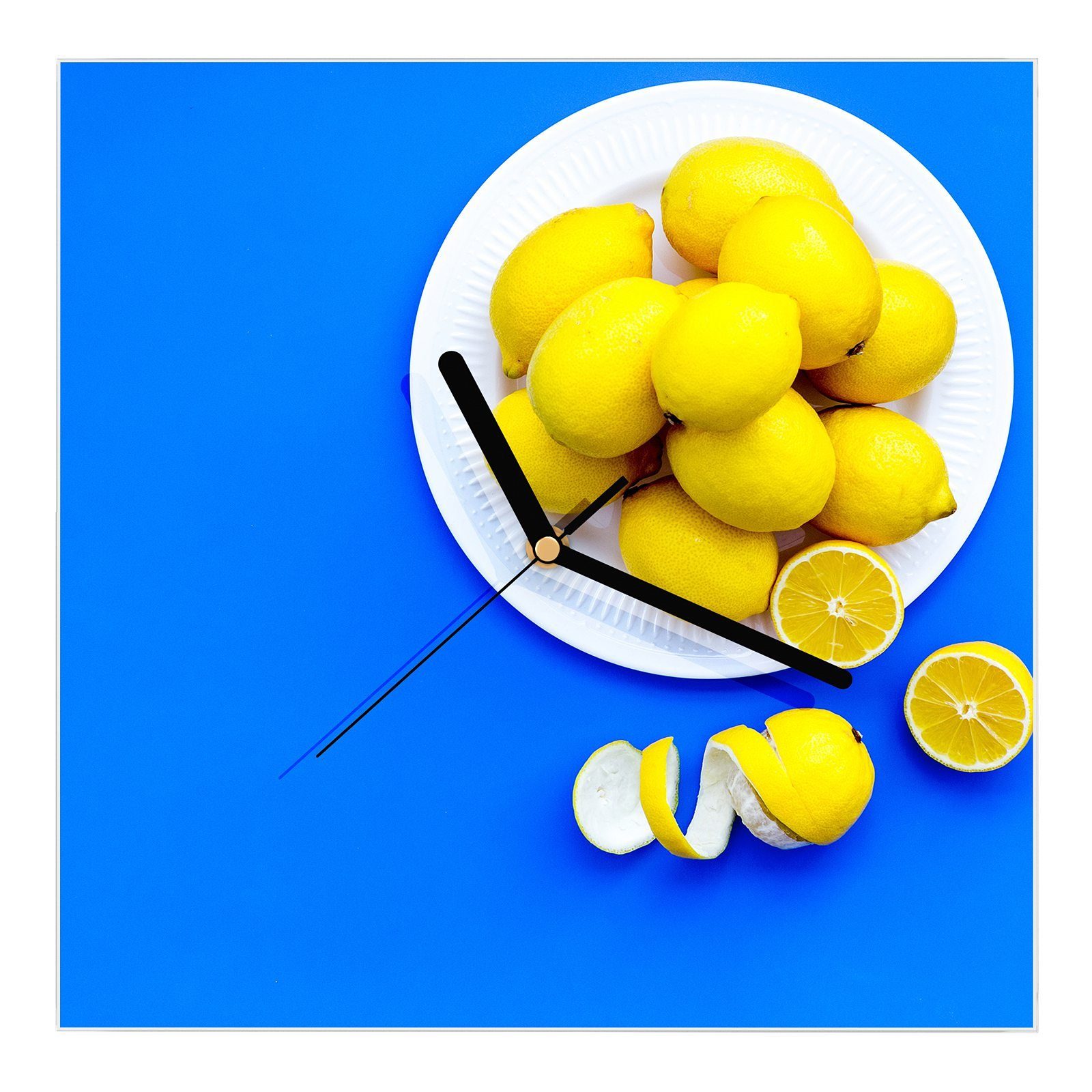 [Weniger als die Hälfte! Kostenloser Versand] Primedeco Wanduhr Glasuhr Wanduhr 30 Zitronen Wandkunst gemischt x 30 Größe cm mit Motiv