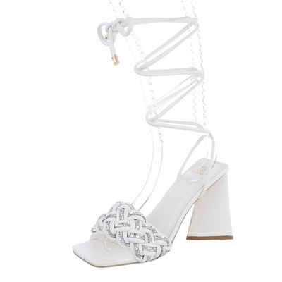 Ital-Design »Damen Abendschuhe Party & Clubwear« High-Heel-Sandalette Blockabsatz Sandalen & Sandaletten in Weiß