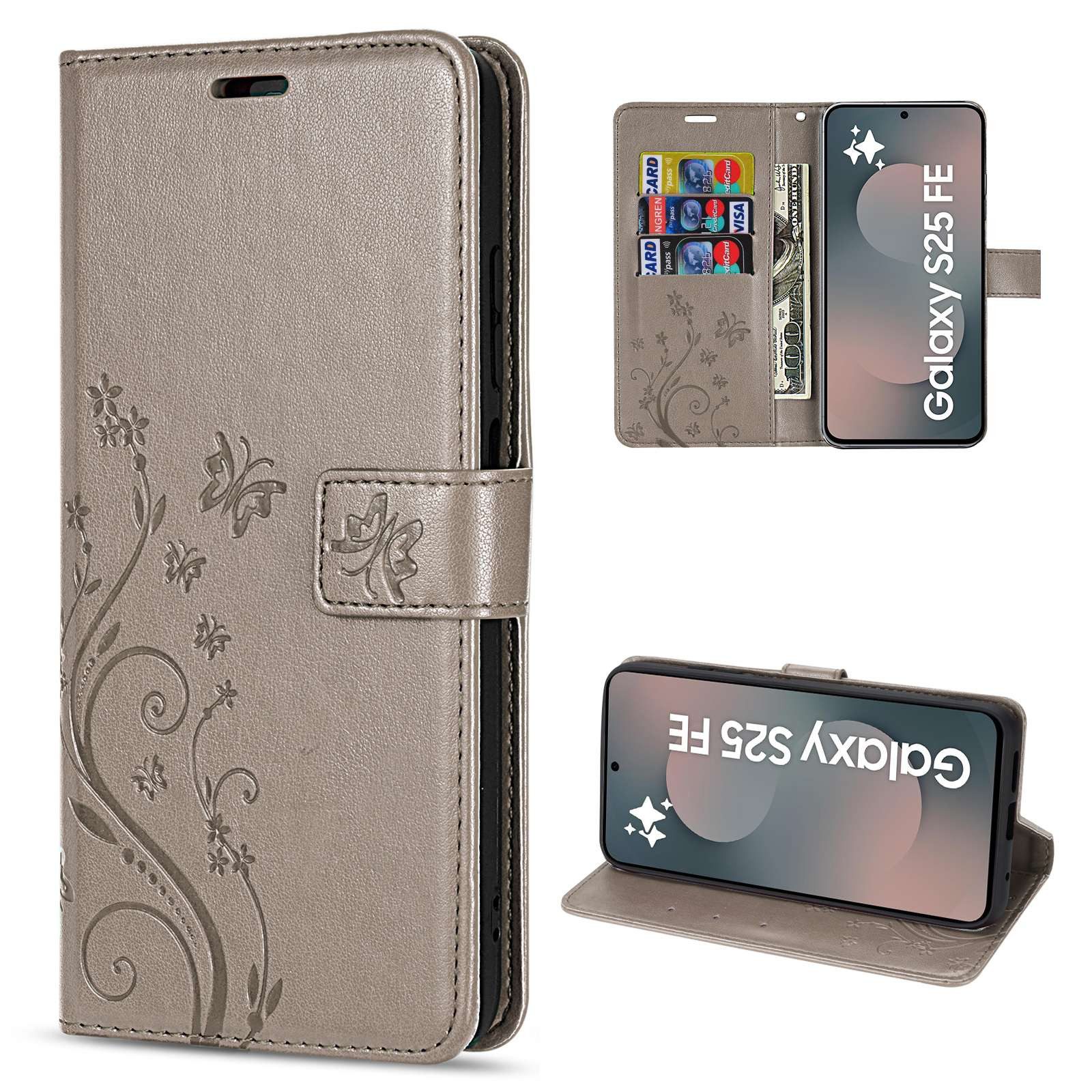 betterfon Handyhülle Handytasche für Samsung Galaxy S25 FE Klapphülle mit Kartenfächern, Bookstyle-Hülle: Magnetverschluss 3 Kartenfächer & Standfunktion