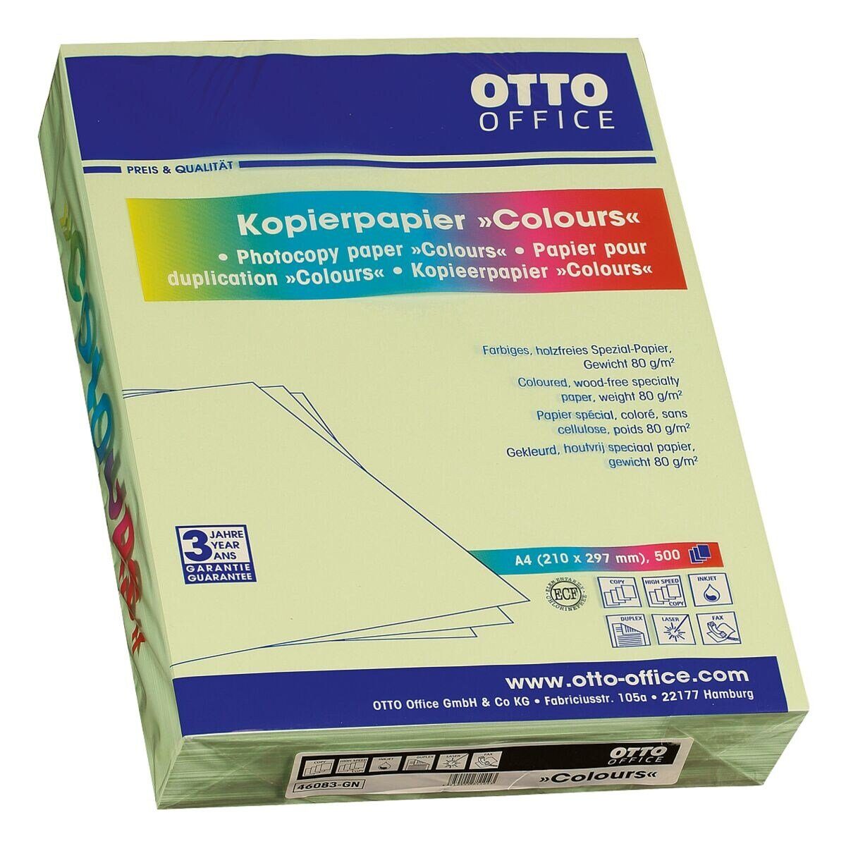 Otto Office Druckerpapier COLOURS, Pastellfarben, Format DIN A4, 80 g/m², 500 Blatt