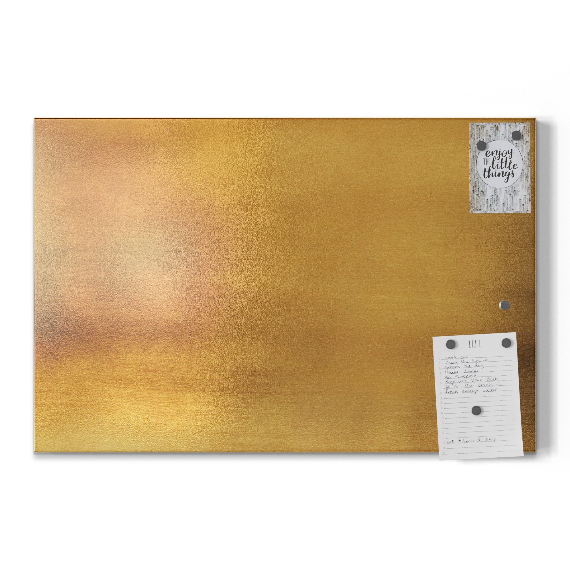 DEQORI Magnettafel 'Gebürstetes Goldblech', Metall Whiteboard für alle Magnete, Magnetboard magnetisch