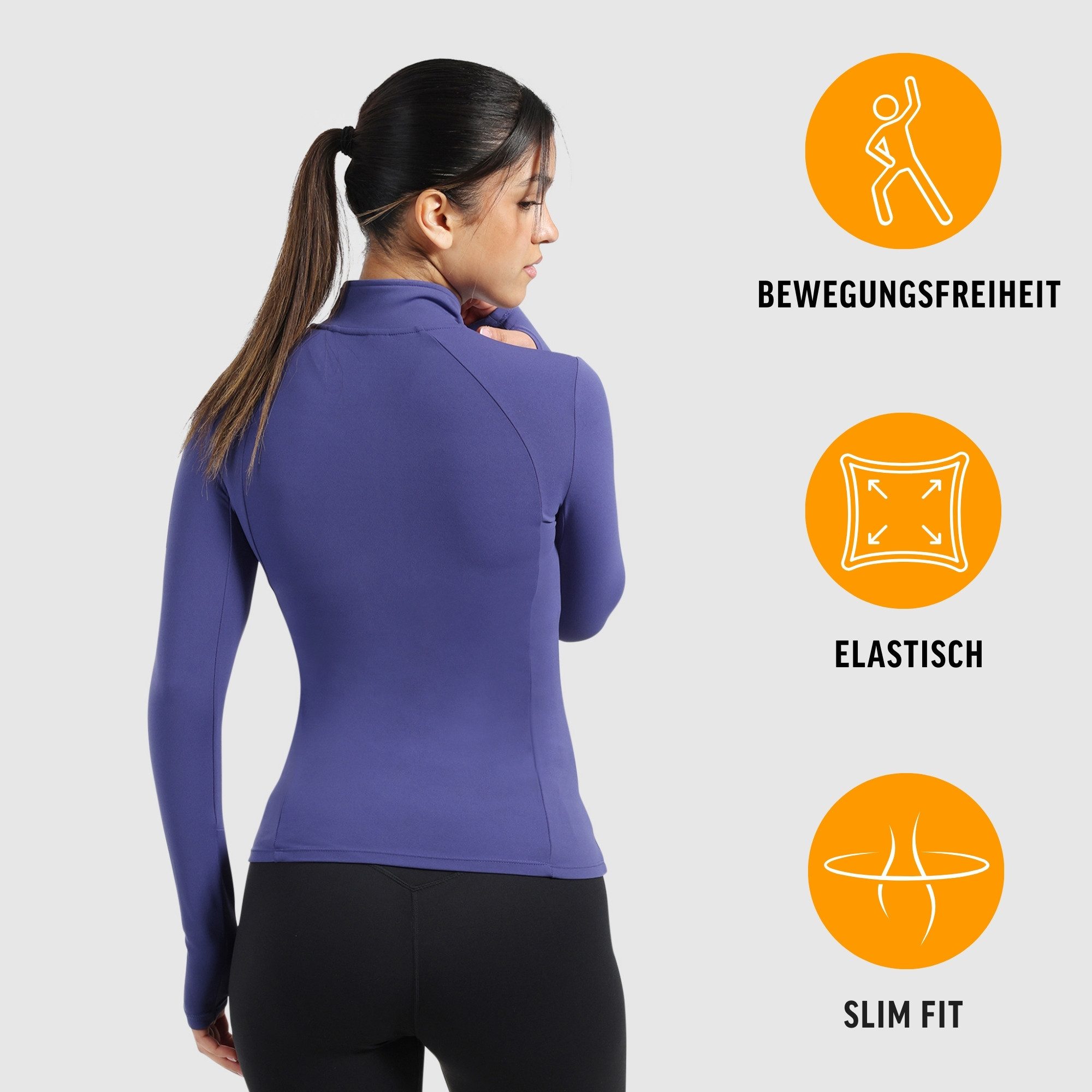 Smilodox Trainingsjacke Kenna, Sportjacke mit tailliertem Schnitt, Windbreaker Laufjacke Sport Oberteil Daumenlöcher Activewear Atmungsaktiv Freizeit Fitness