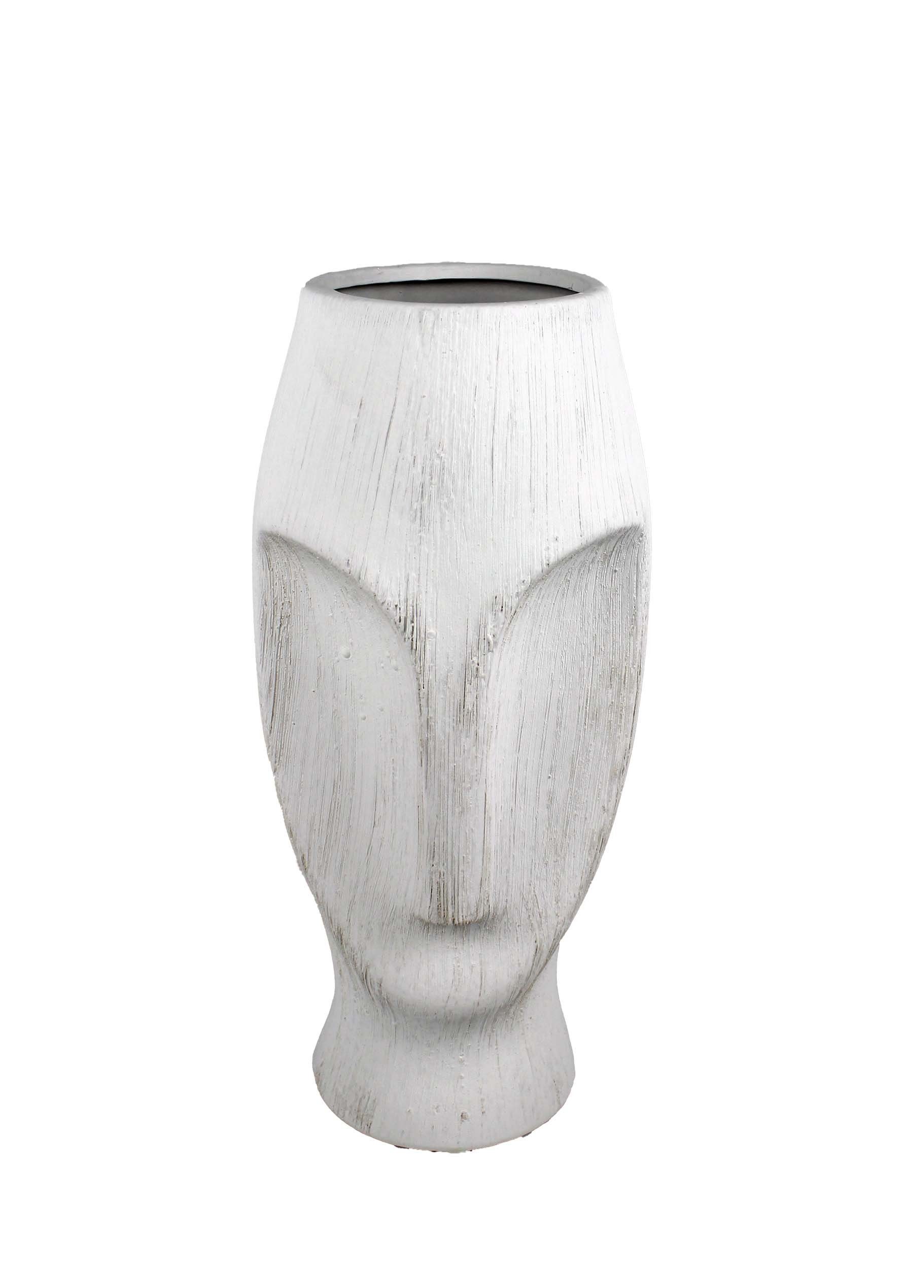 in Kopf schwarz mit Tischvase Vase in Stück, Osterinseln weiß Keramik Home / Form aus Moai Oberflächenstruktur Vase), 1 Keramik Signature (1 Collection geformt