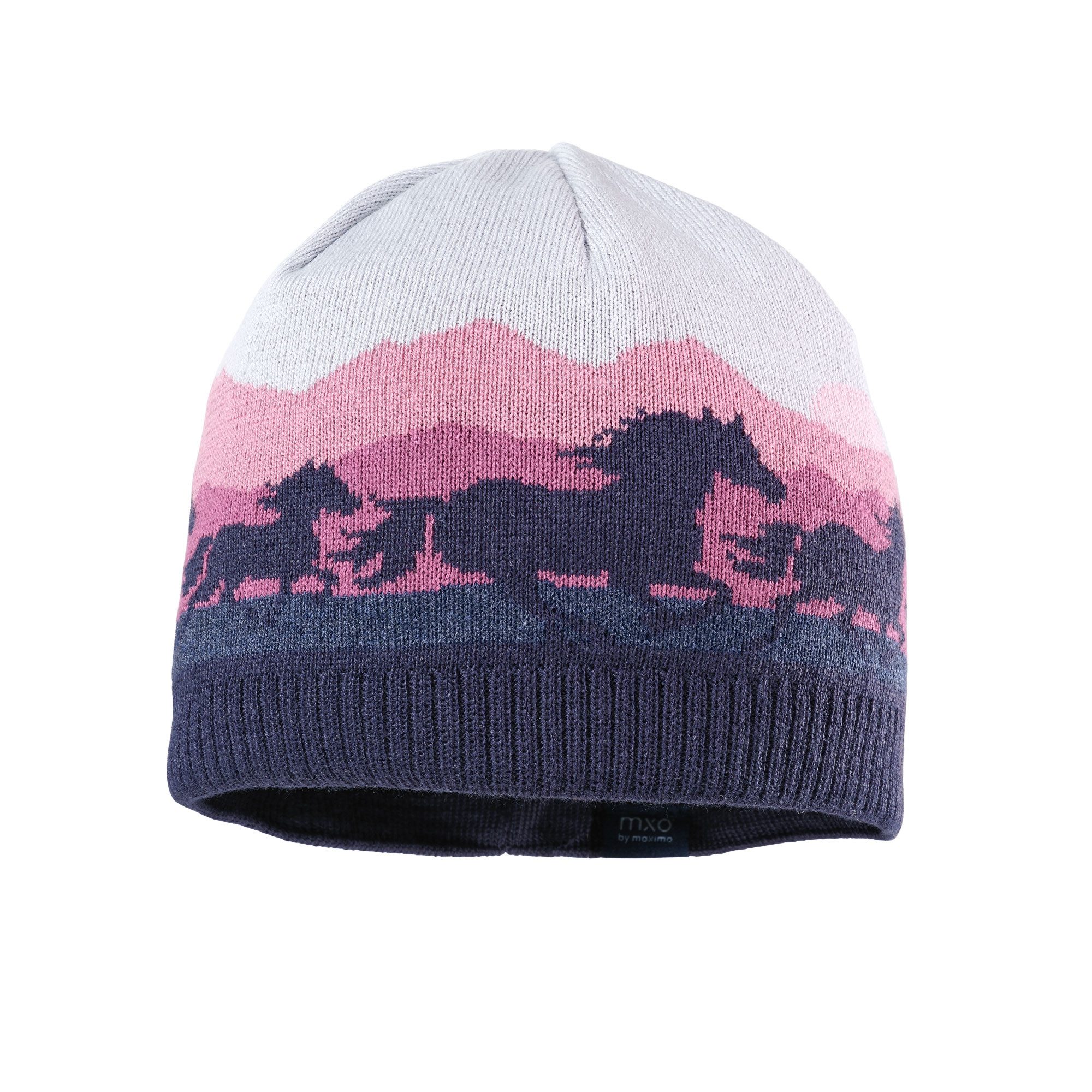 MAXIMO Strickmütze aus Baumwolle, gefüttert, mit Motiv, Farbverlauf