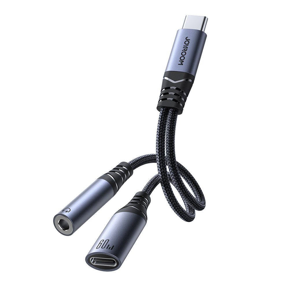 JOYROOM Kopfhöreradapter Klinkenadapter Ladeadapter Audio-Adapter USB-C zu 3,5-mm-Klinke, USB-C, 14.0 cm, DAC-Wandler, Musik & Laden gleichzeitig, 60 W