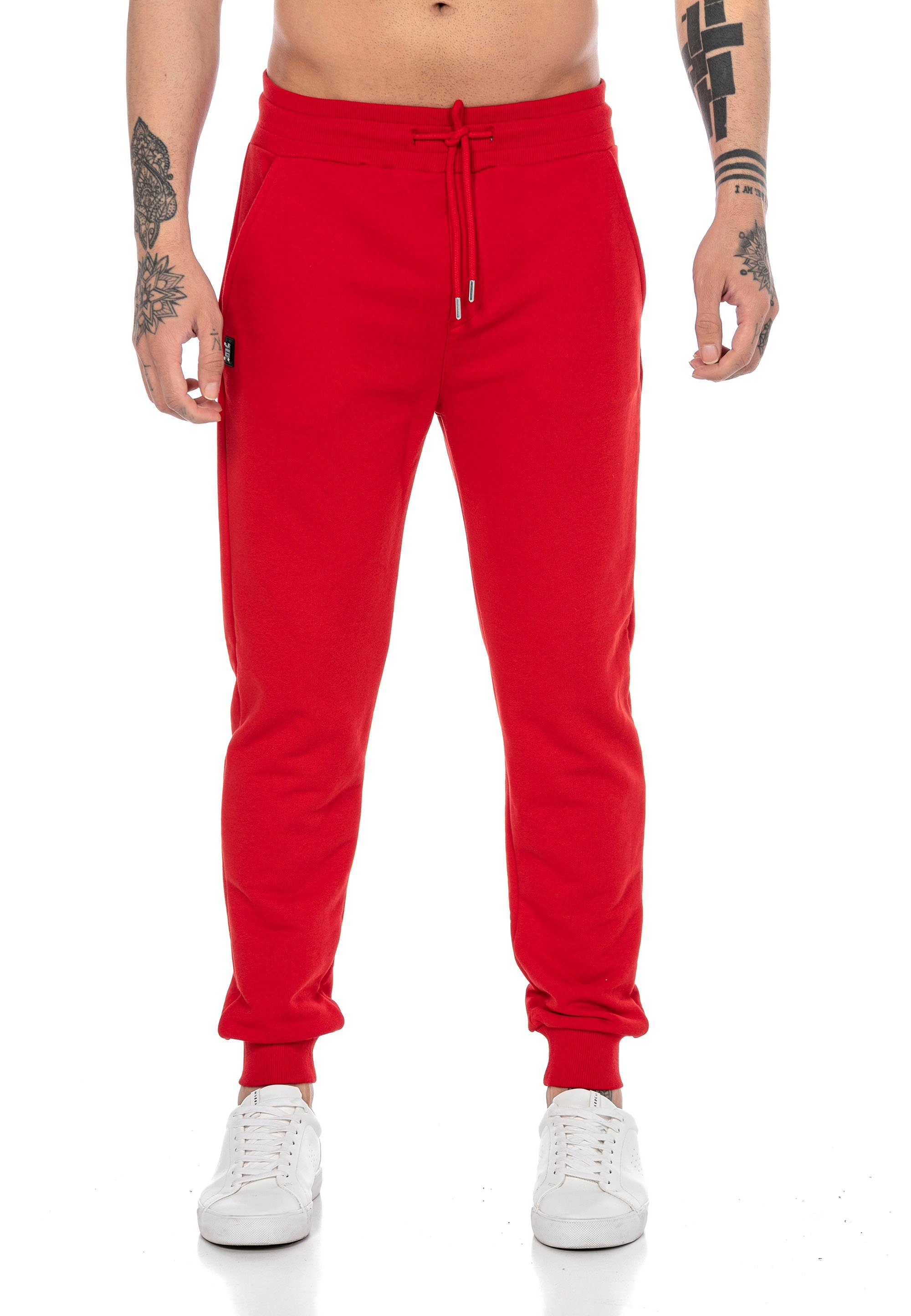 RedBridge Jogginghose mit Jogger High Rot Bund Brandlogo Quality elastischer